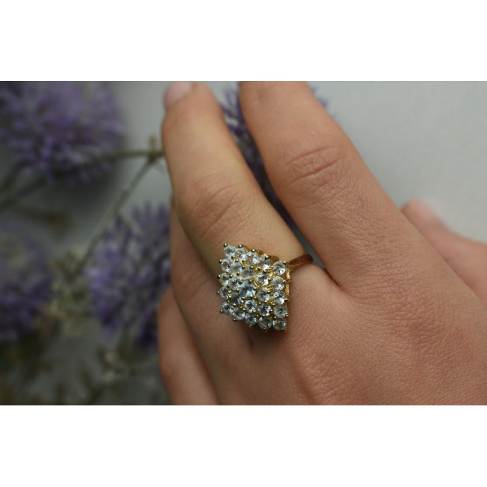 Jewelry 925 STERLING SILVER GOLD PLATED BLUE SPINEL RING SIZE 8 Size ONE SIZE - 4 Thumbnail