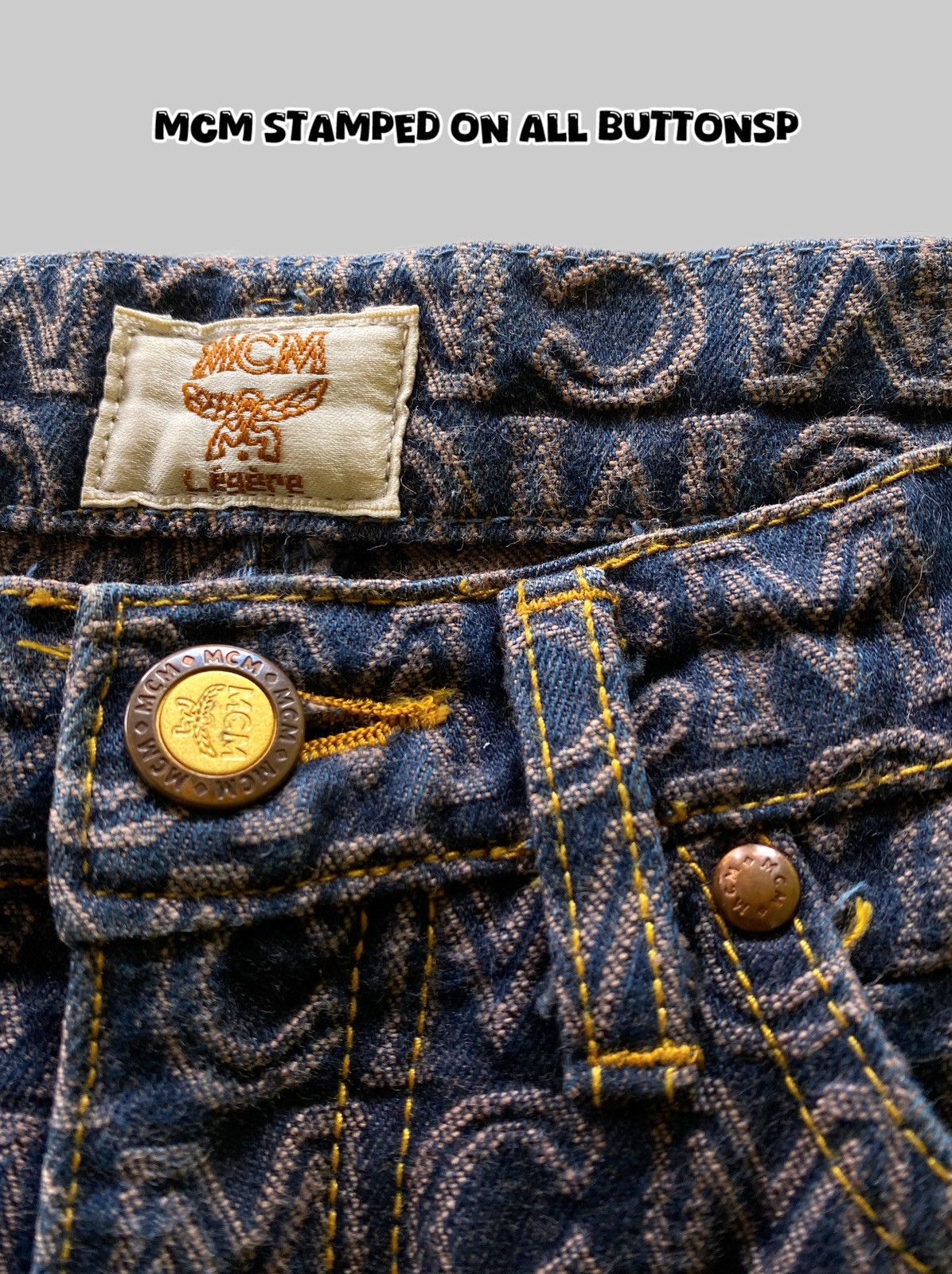 MCM × Vintage Vintage 90s Monogram MCM Jeans Size 24" / US 00 / IT 34 - 4 Thumbnail