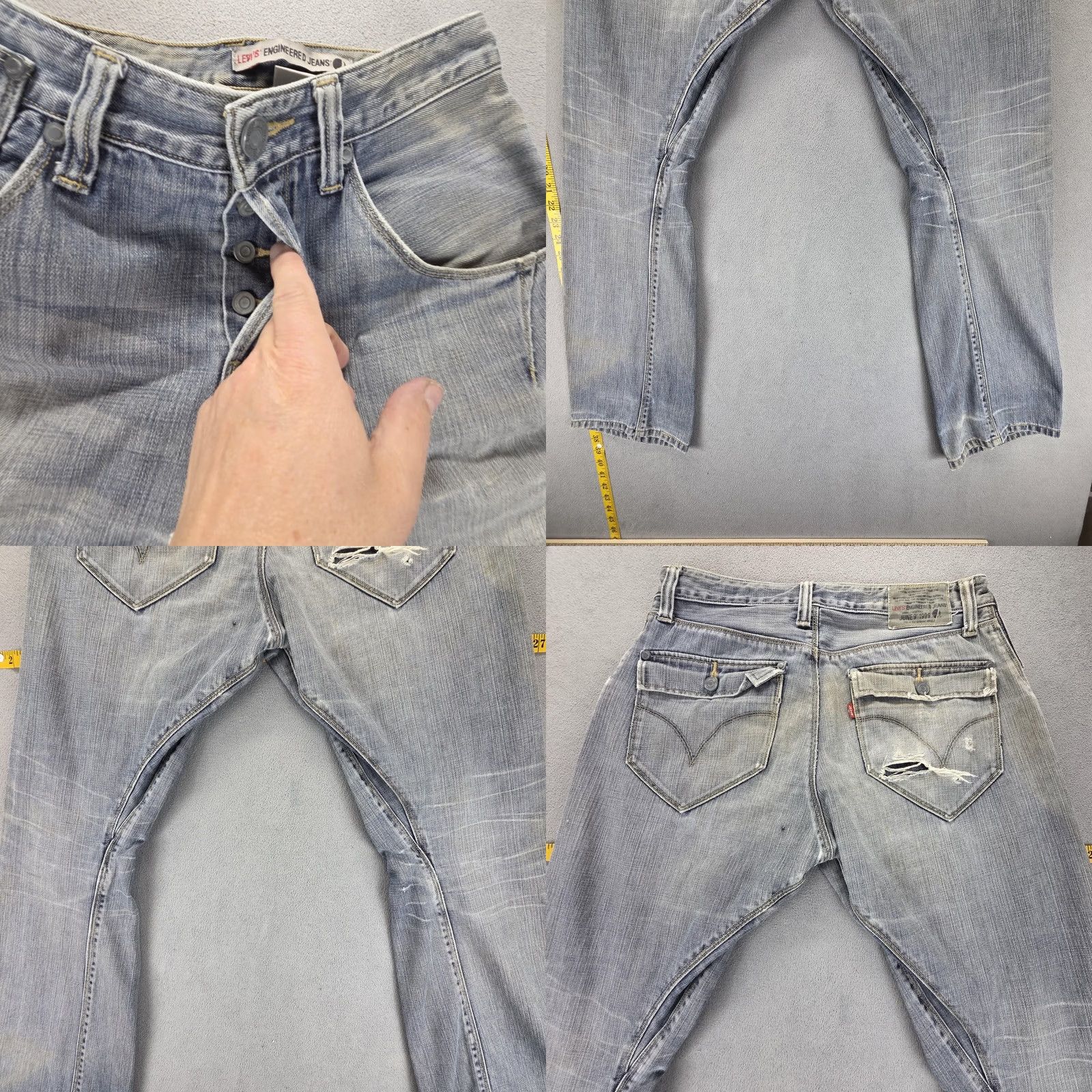 Levi's VTG Levi's Engineered Jeans Mens 31x31 Blue Straight Relaxed Denim Distressed Pockets Logo 10TH Anniversary"} Size US 31 - 9 Thumbnail