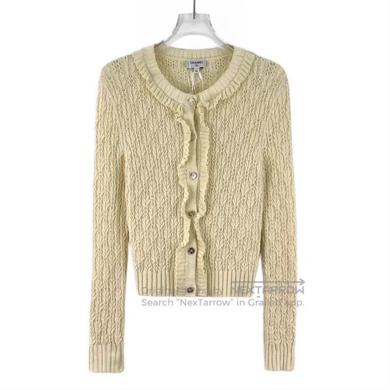 Chanel Chanel 25C beige cotton twisted round neck single-breasted Size XXS / US 00 / IT 34 - 1 Thumbnail