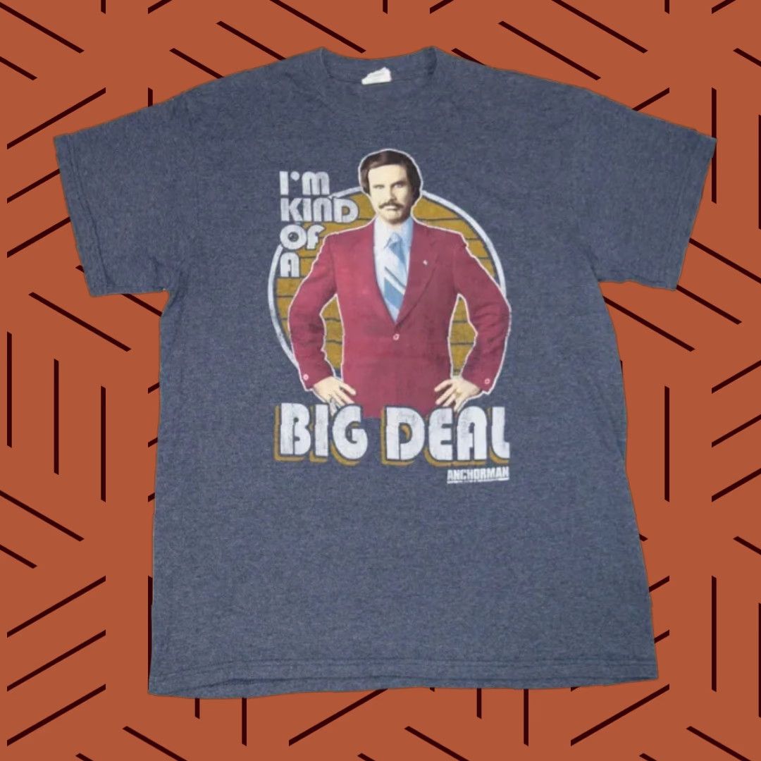 Vintage VINTAGE ANCHORMAN RON BURGANDY MENS M T-SHIRT BLUE COTTON POLYESTER KNIT LOGO MOVIE PROMO 90s? Size US M / EU 48-50 / 2 - 1 Thumbnail