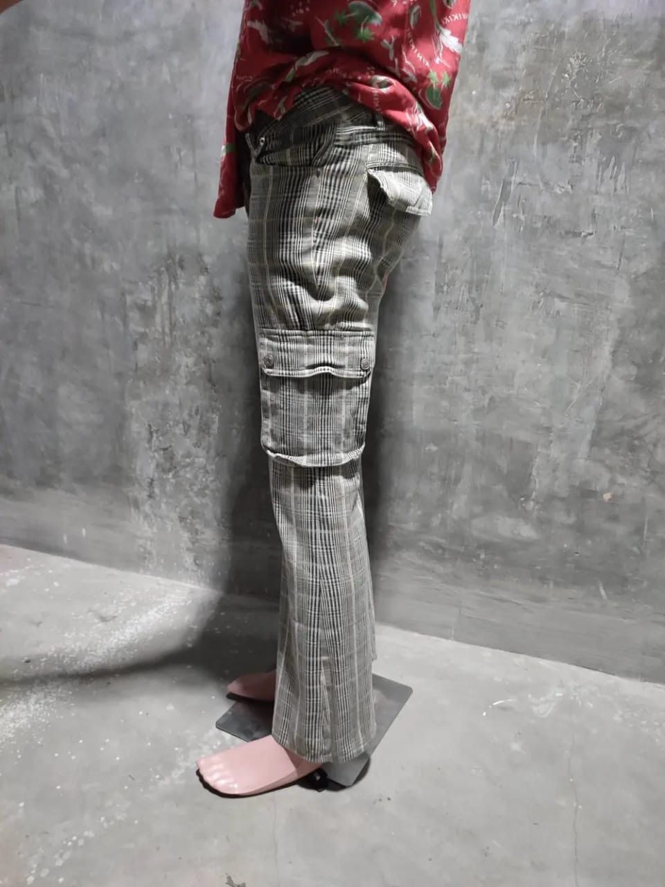 Other Unknown Japanese Checker Cargo Flared Pants Size US 28 / EU 44 - 2 Thumbnail