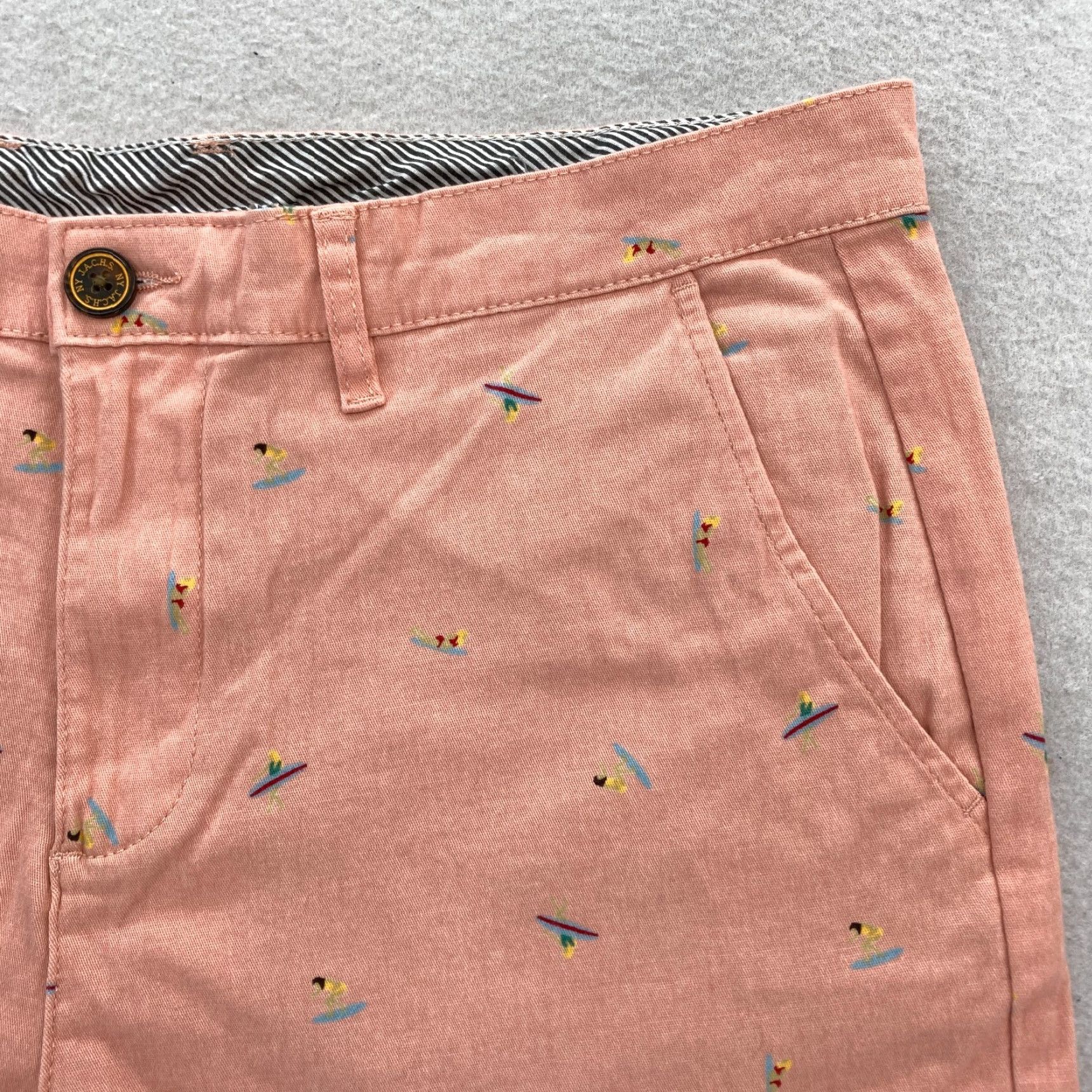 Pinko JACHS New York Bleecker Short Mens 32 Pink Surf All Over Print Stretch Preppy Chino Casual Size US 32 / EU 48 - 3 Thumbnail