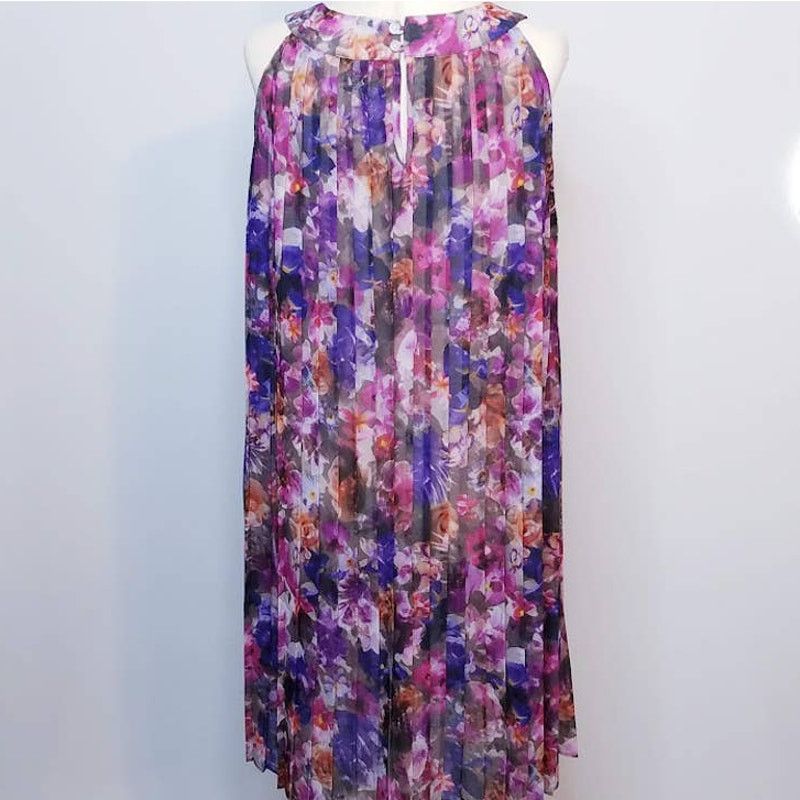 Badgley Mischka Camila pleated sheer mini dress size S multicolor Size S / US 4 / IT 40 - 2 Thumbnail