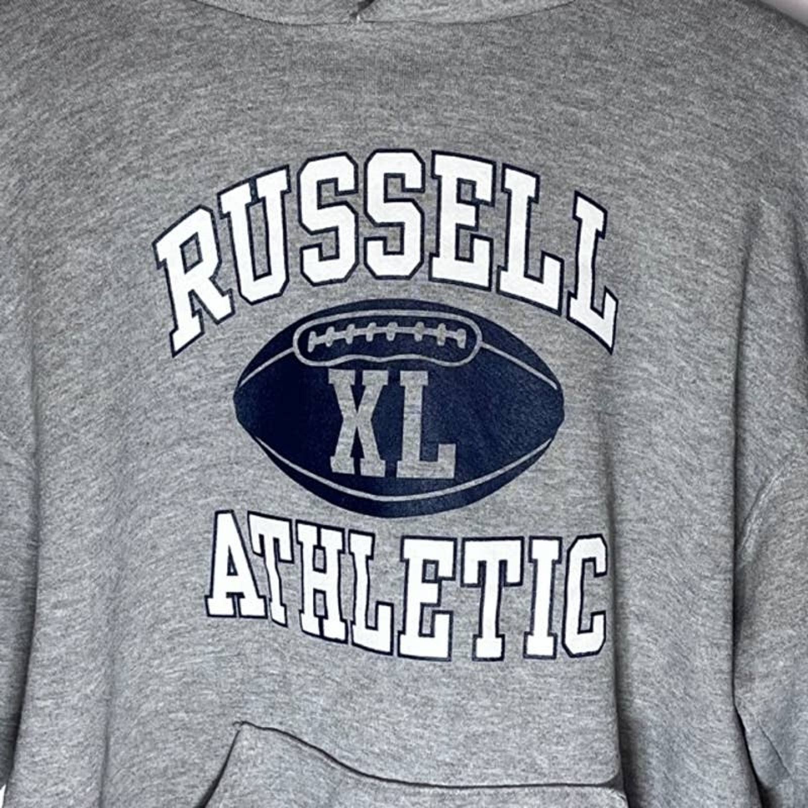 Russell Athletic 2000's Russell Athletic Spellout Pullover Hoodie Grey Medium Size US M / EU 48-50 / 2 - 3 Thumbnail