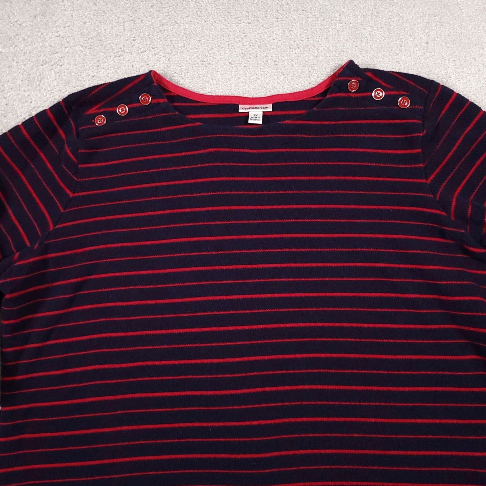 Croft & Barrow VINTAGE Croft & Barrow Sweater Women's 2X Plus Navy Blue Red Striped Heavyweight Casual Size XXL / US 16-18 / IT 52-54 - 3 Thumbnail