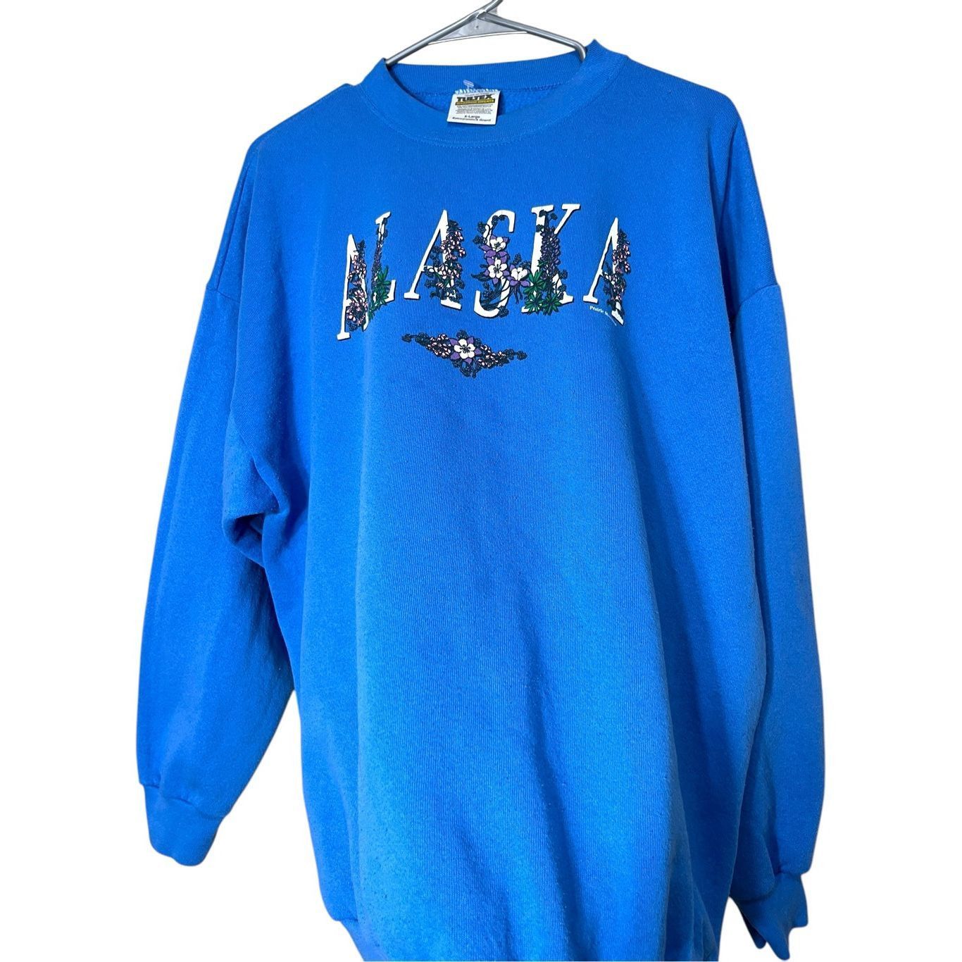 Tultex Vintage 90s Alaska Tultex Crewneck blue Sweatshirt Size XL Size XL / US 12-14 / IT 48-50 - 3 Thumbnail
