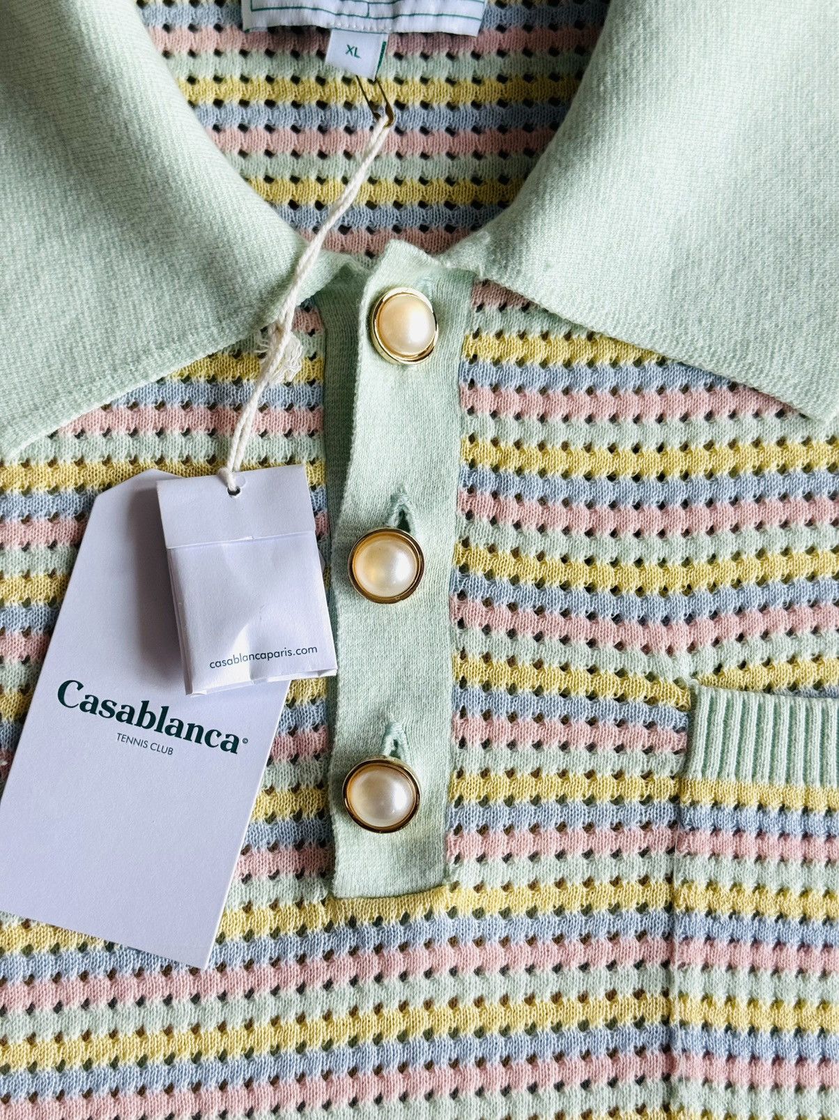 Casablanca Casablanca grandpa knit polo XL mint pastel pearl buttons Size US XL / EU 56 / 4 - 3 Thumbnail