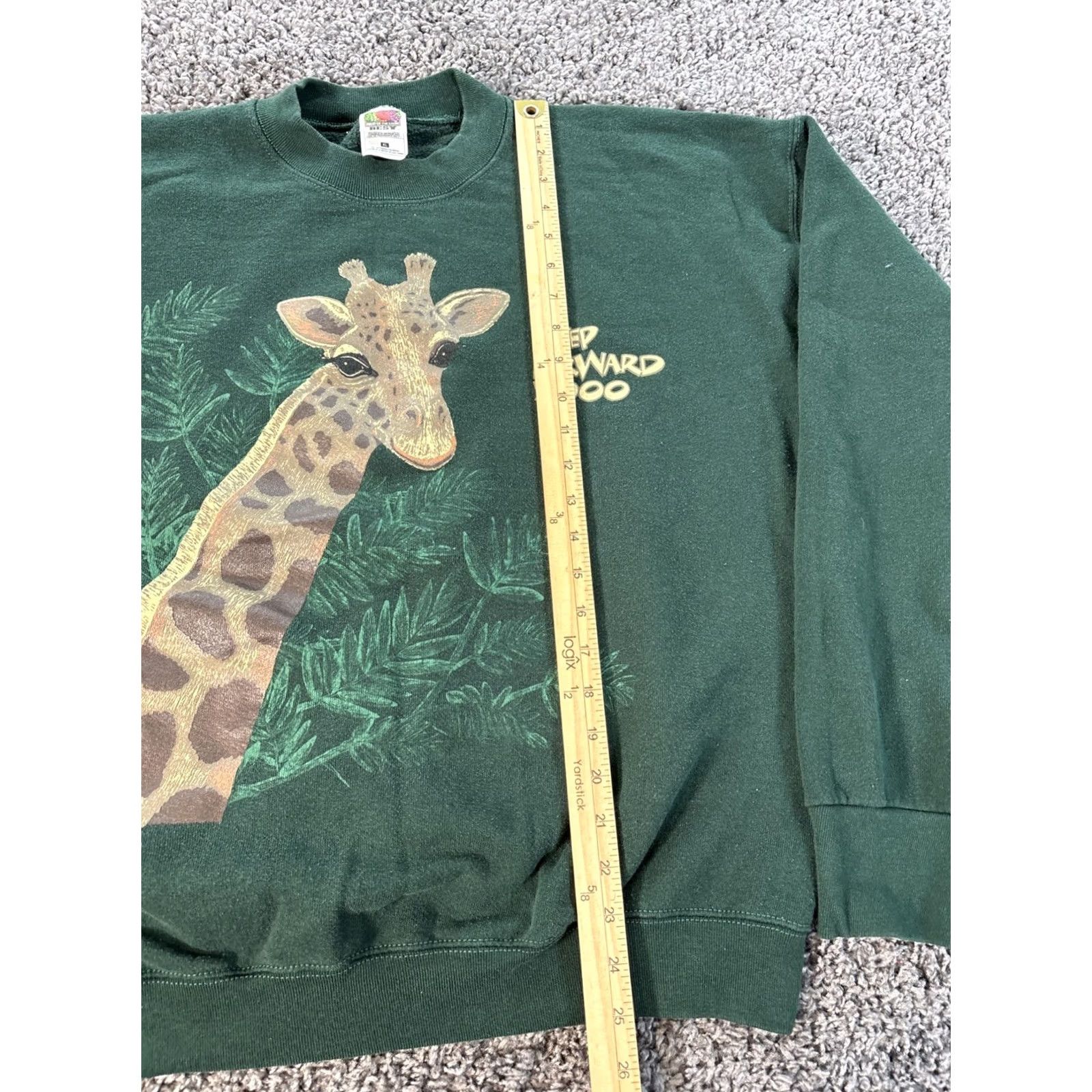 Fruit Of The Loom VINTAGE Fruit of the Loom Sweatshirt Mens XL Forest Green Giraffe Animal 90s Mens Sweatshirt Green 90s Animal African Bird? Size US XL / EU 56 / 4 - 2 Thumbnail