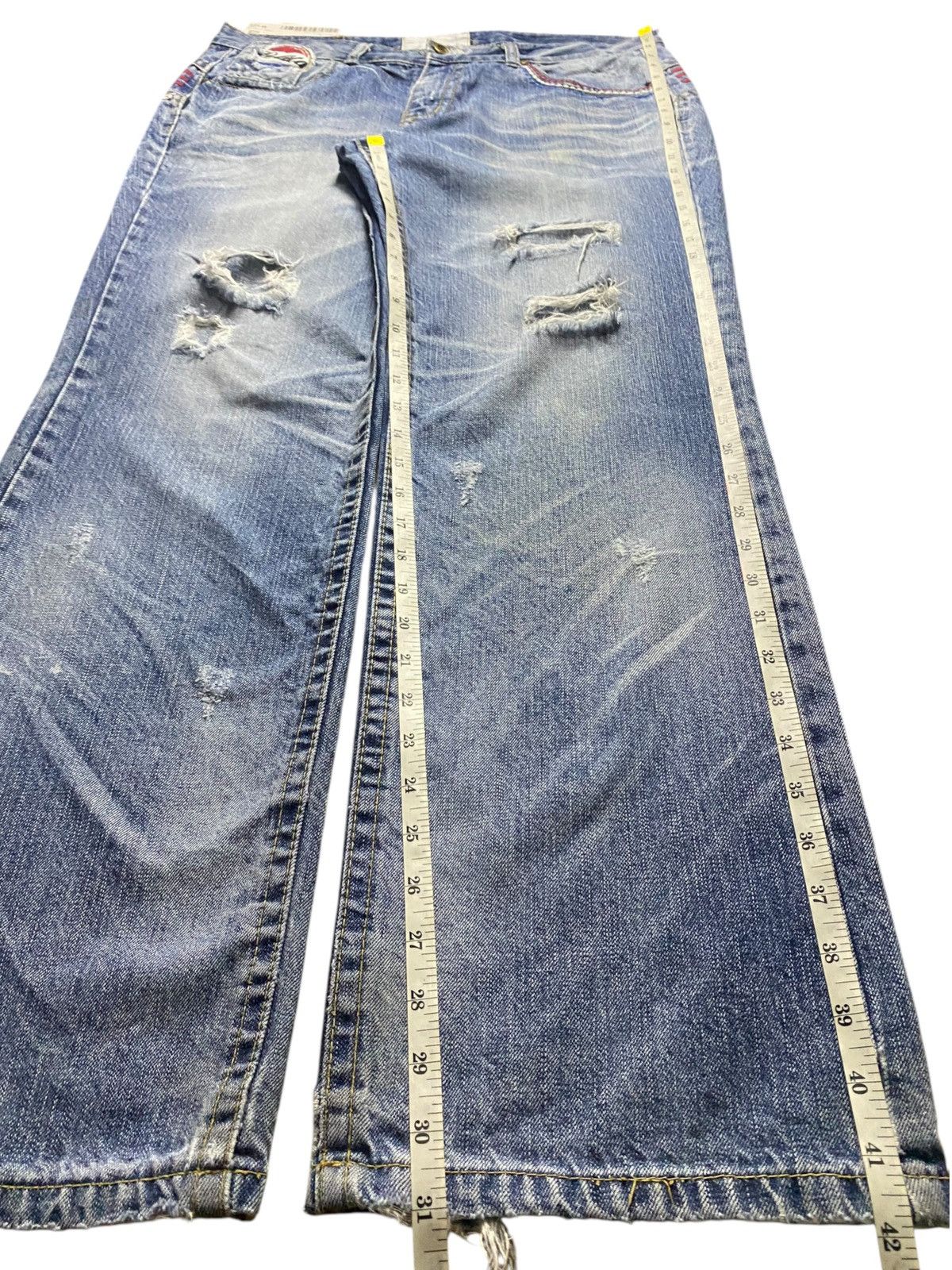 Beauty Beast Vintage 80’s Lolita Pepsi Cola Embroidered Baggy Jeans Size US 35 - 19 Thumbnail