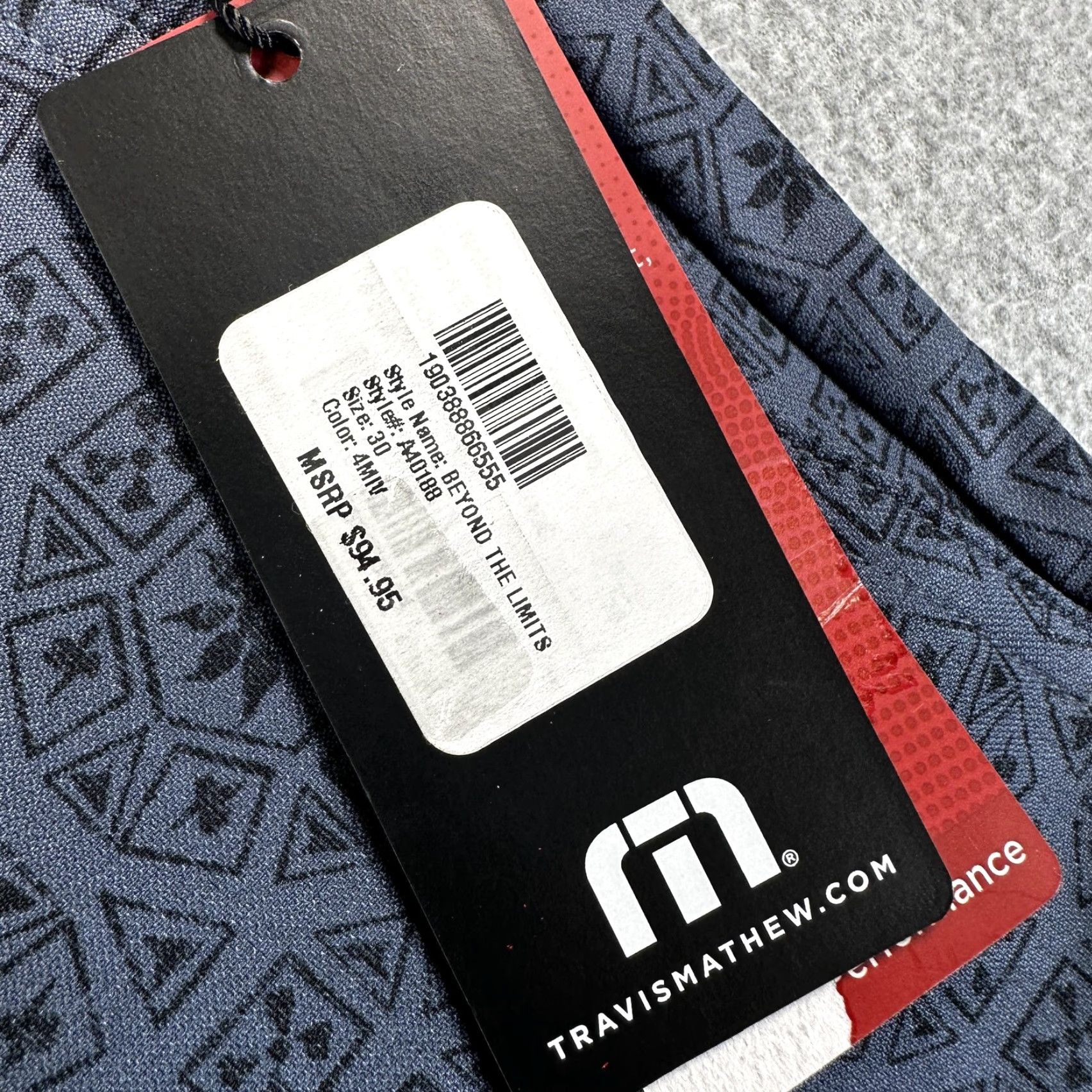 TravisMathew Travis Mathew Beyond The Limits Mens 30 Blue Geometric Chino Shorts Golf Stretch Waist 30 Inseam 10" Regular Front Zip Pockets Logo Size US 30 / EU 46 - 2 Thumbnail