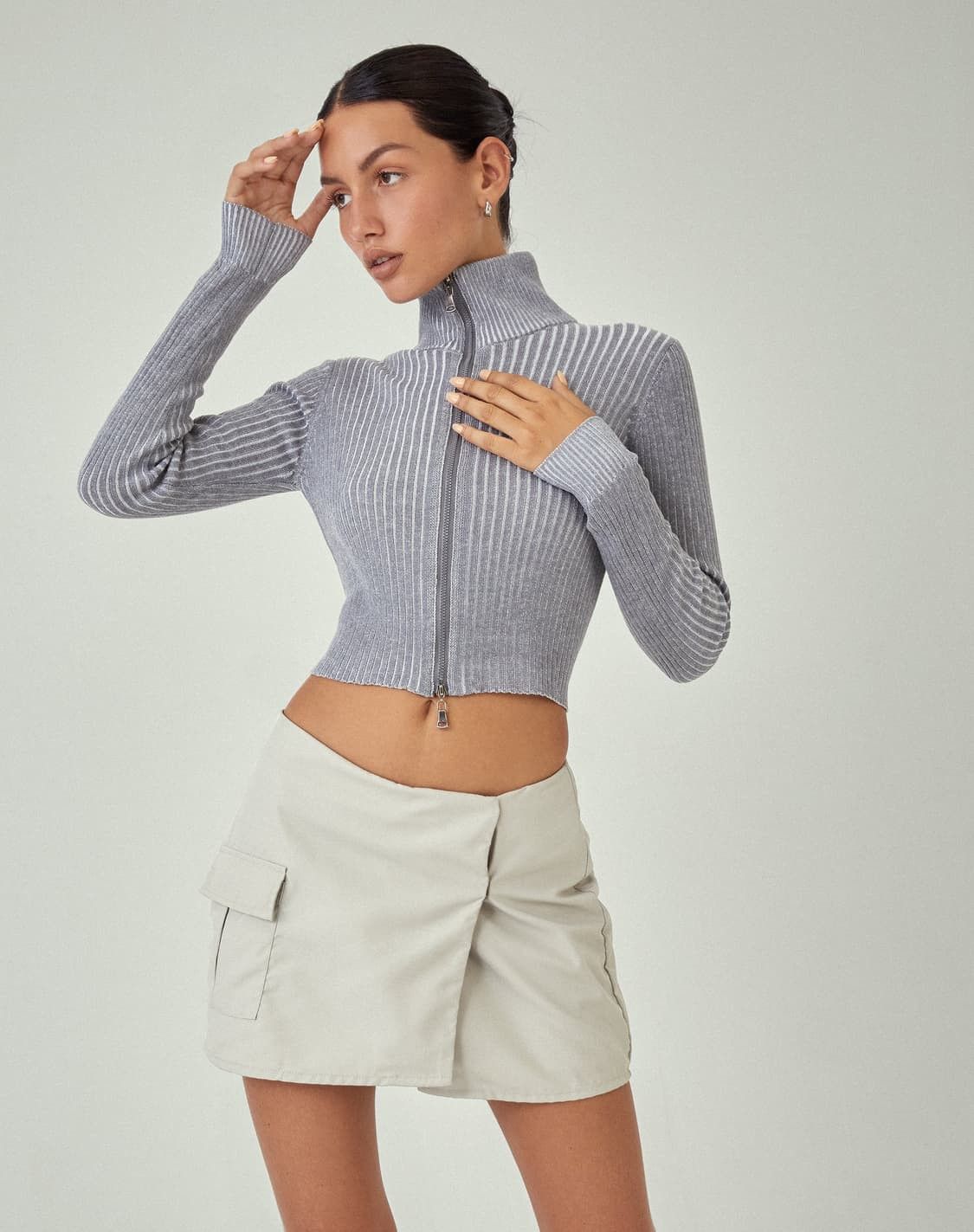 Other Motelrocks ribbed knit two-way zip-up gray Size XS / US 0-2 / IT 36-38 - 5 Thumbnail