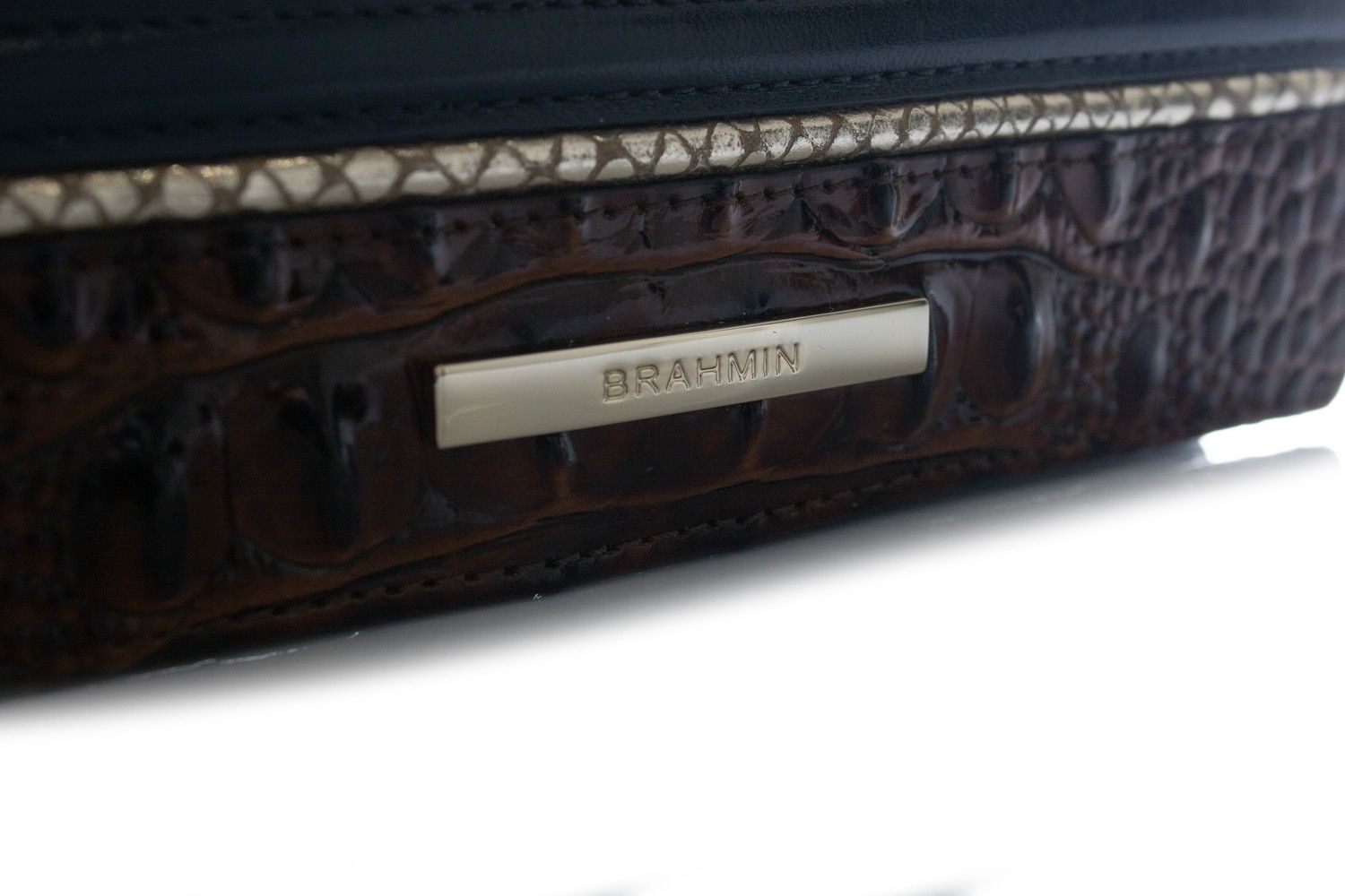 BRAHMIN Brahmin, croc embossed brown blue leather wallet Size ONE SIZE - 4 Thumbnail