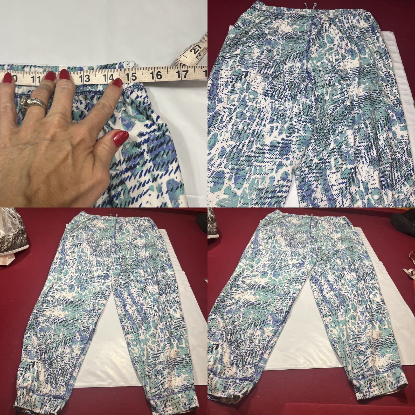 IDEA VINTAGE Reel Legends 80s 90s Print Sweat Pants Joggers Mens M Blue Pockets Elastic Waist Tapered Geometric Logo 1980s 1990s Costume Idea Size US 31 - 9 Thumbnail