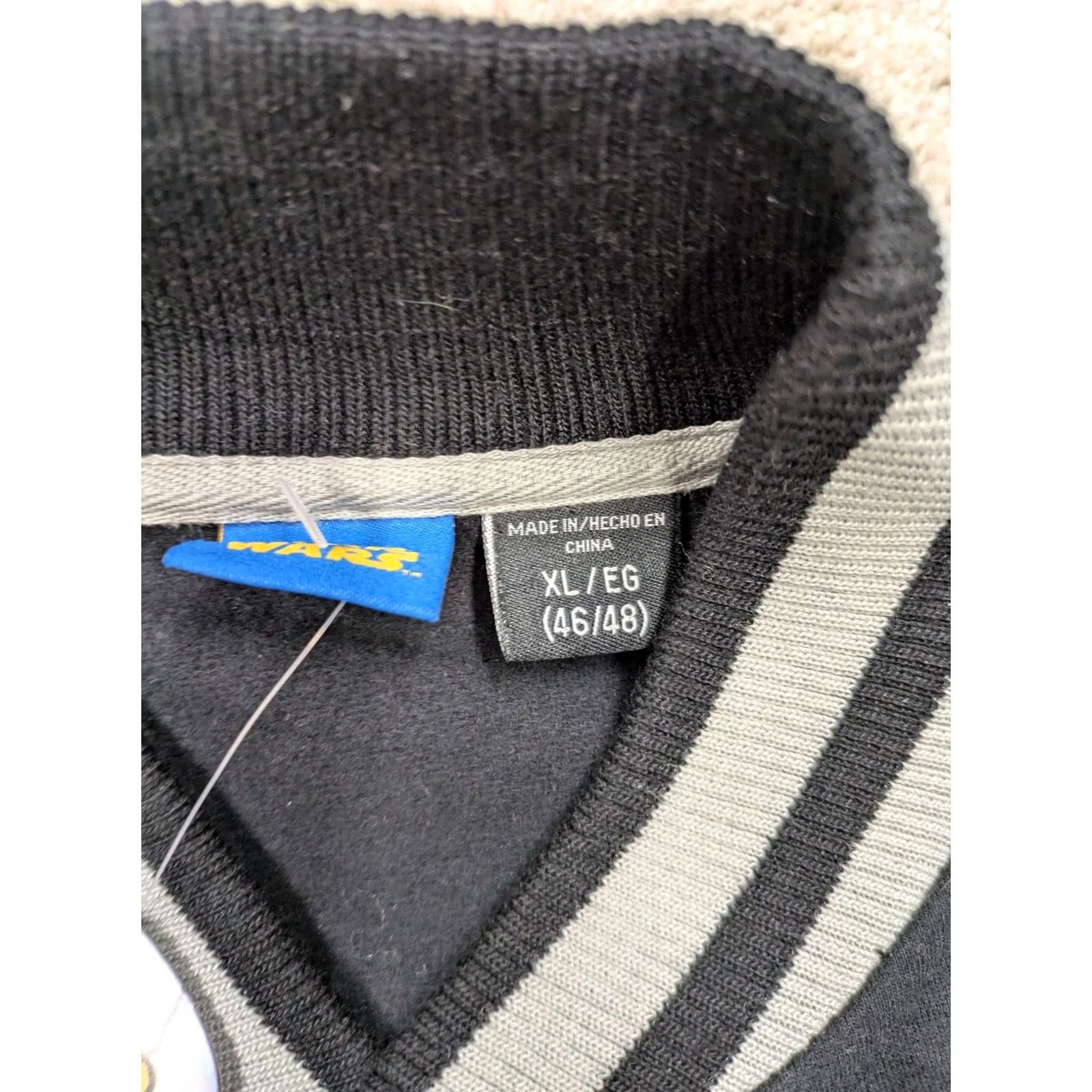 Star Wars Star Wars Jacket Mens XL Black Gray Varsity Fleece Snap Front Letterman NWT Size US XL / EU 56 / 4 - 5 Thumbnail
