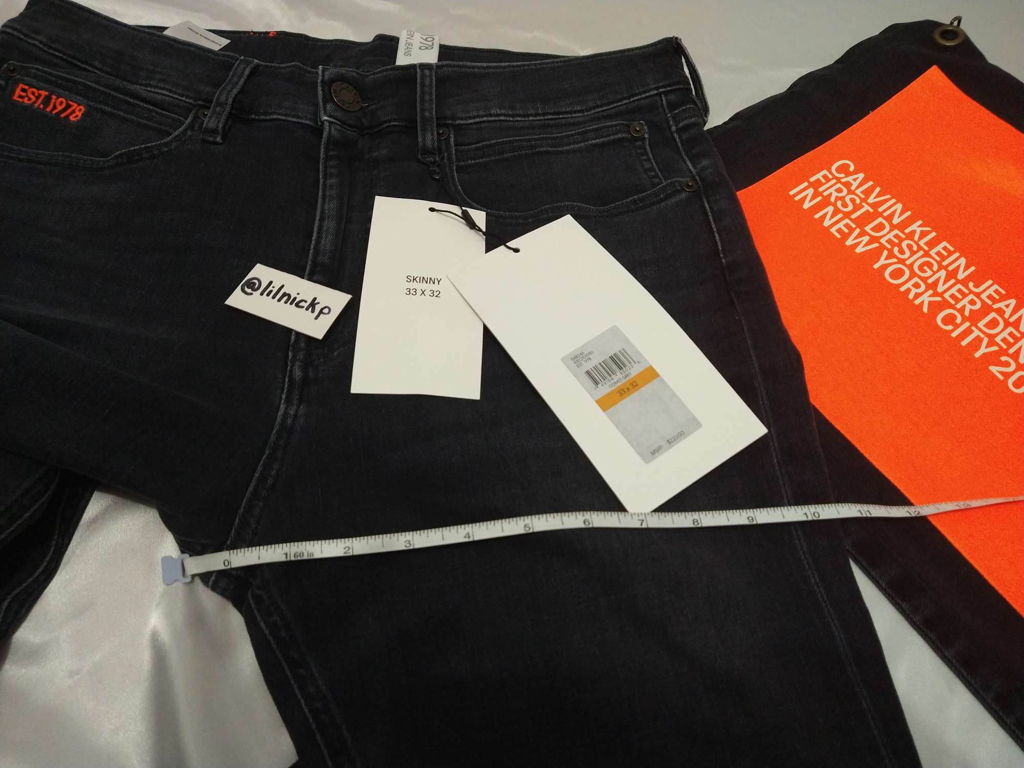 Calvin Klein 205W39NYC EST. 1978 Skinny Leg Comet Grey Jeans Size US 33 - 9 Thumbnail