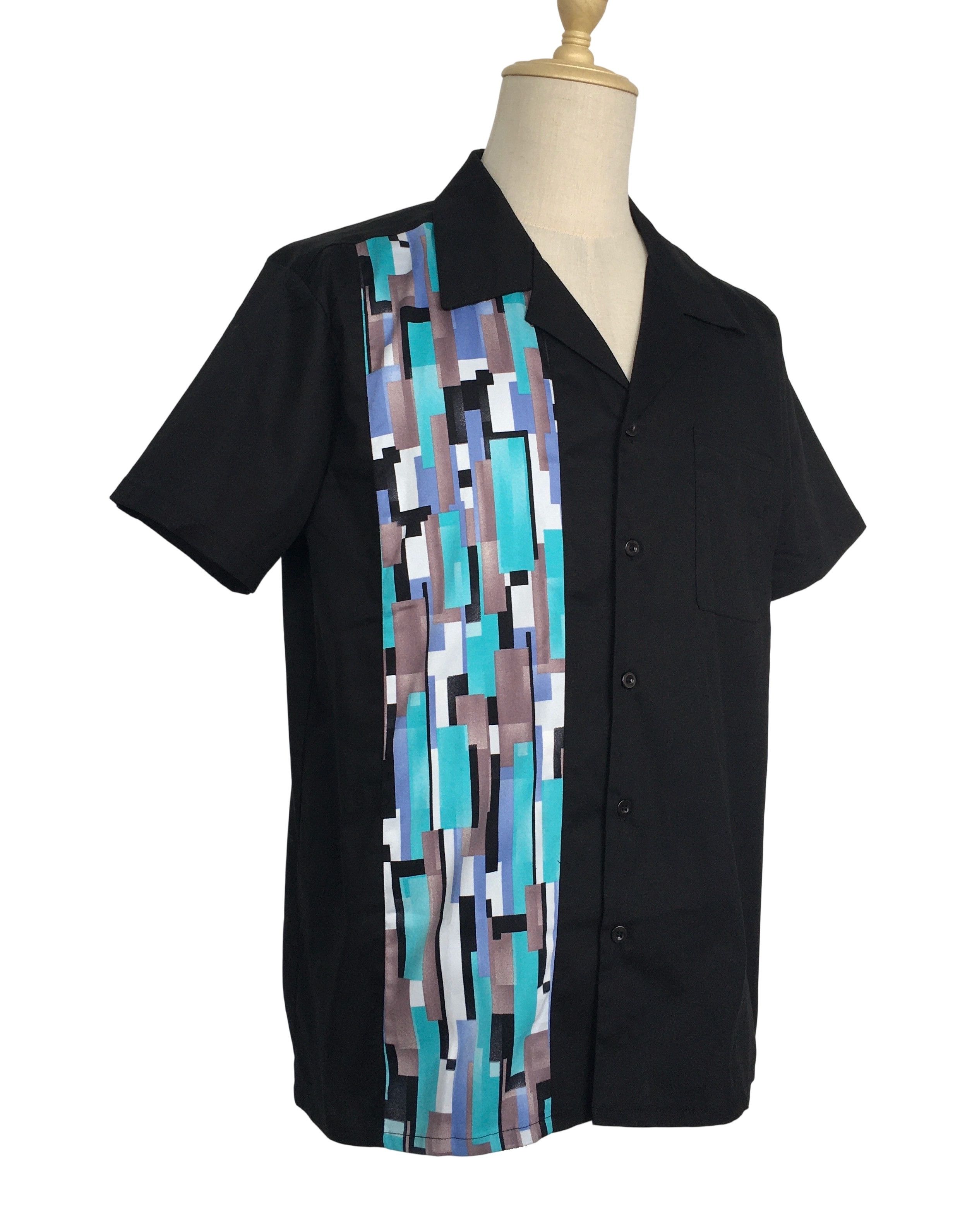 Other Black Contrast Mosaic Casual Summer Shirts Size US XL / EU 56 / 4 - 2 Thumbnail