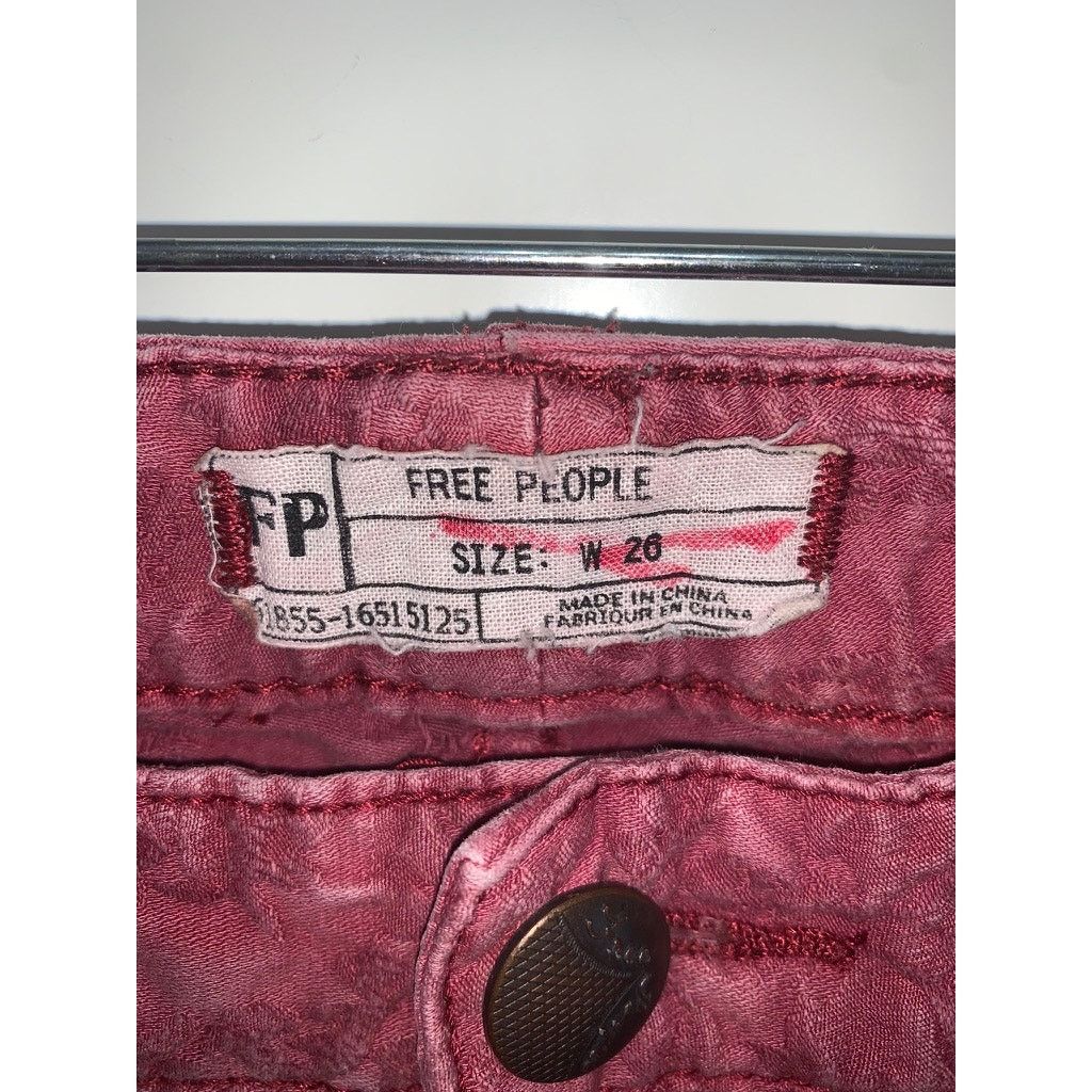 Free People Free People Women's Red Jacquard Textured Skinny Jeans Size 26" / US 2 / IT 38 - 2 Thumbnail