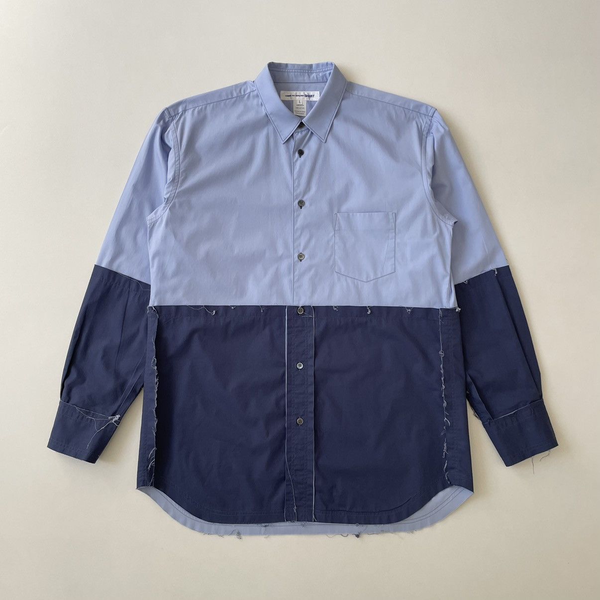 Comme des Garcons ‘Reworked Raw Hem’ Blue Cotton Shirt Size US L / EU 52-54 / 3 - 19 Thumbnail