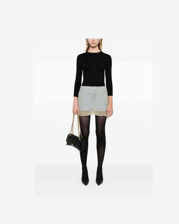 Balenciaga o1s1wg110126 BB Allover Cropped Sweater in Black Size L / US 10 / IT 46 - 2 Thumbnail