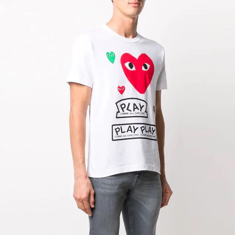 Comme des Garcons PLAY Comme des Garçons PLAY Multi-Heart Logo Tee (White, Size XL) Size US XL / EU 56 / 4 - 3 Thumbnail