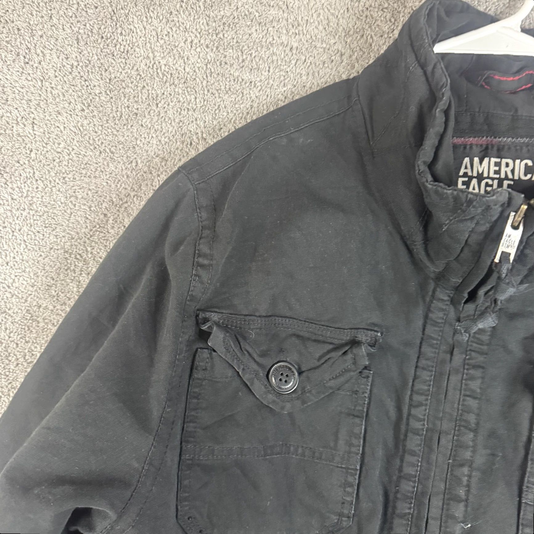 American Eagle Outfitters American Eagle Outfitters Jacket Mens 2XL Black Canvas Military Full Zip Lined Size US XXL / EU 58 / 5 - 6 Thumbnail