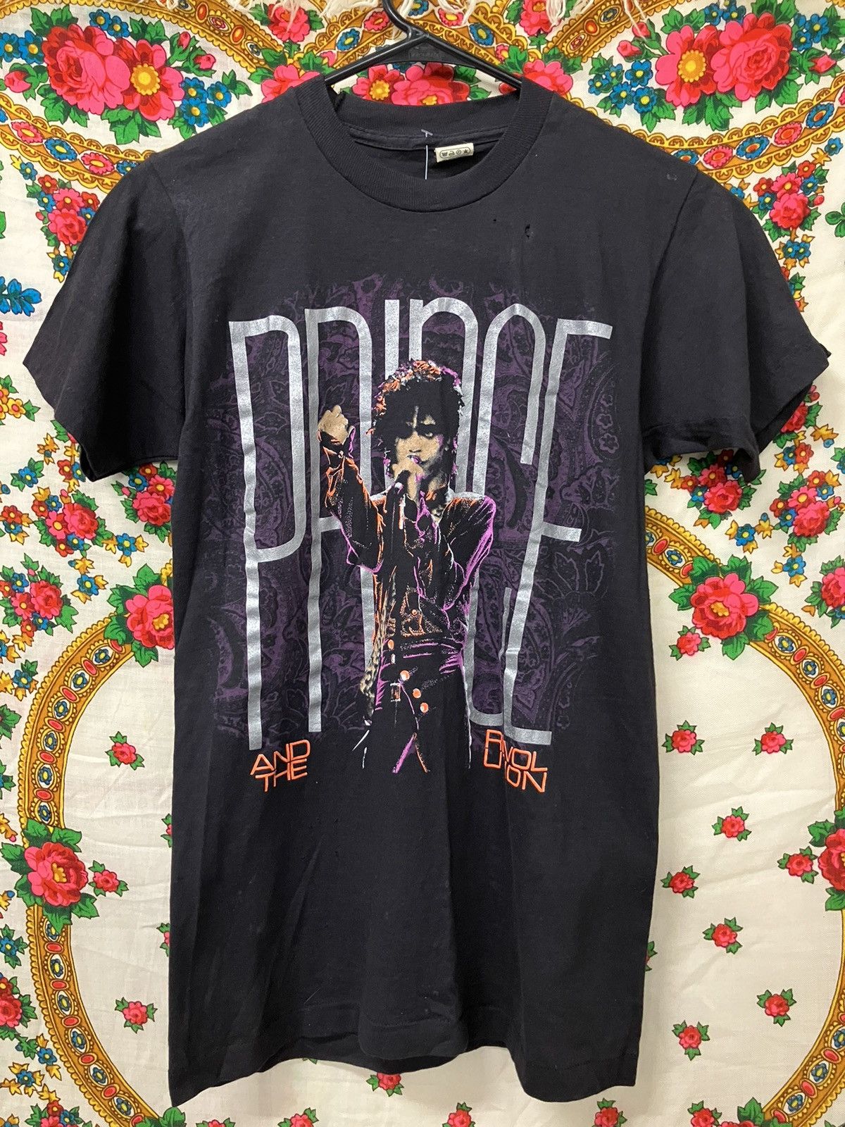 image of Band Tees x Prince Vintage 1985 Prince And The Revolution Tour Graphic Tee in Black (Size Small)