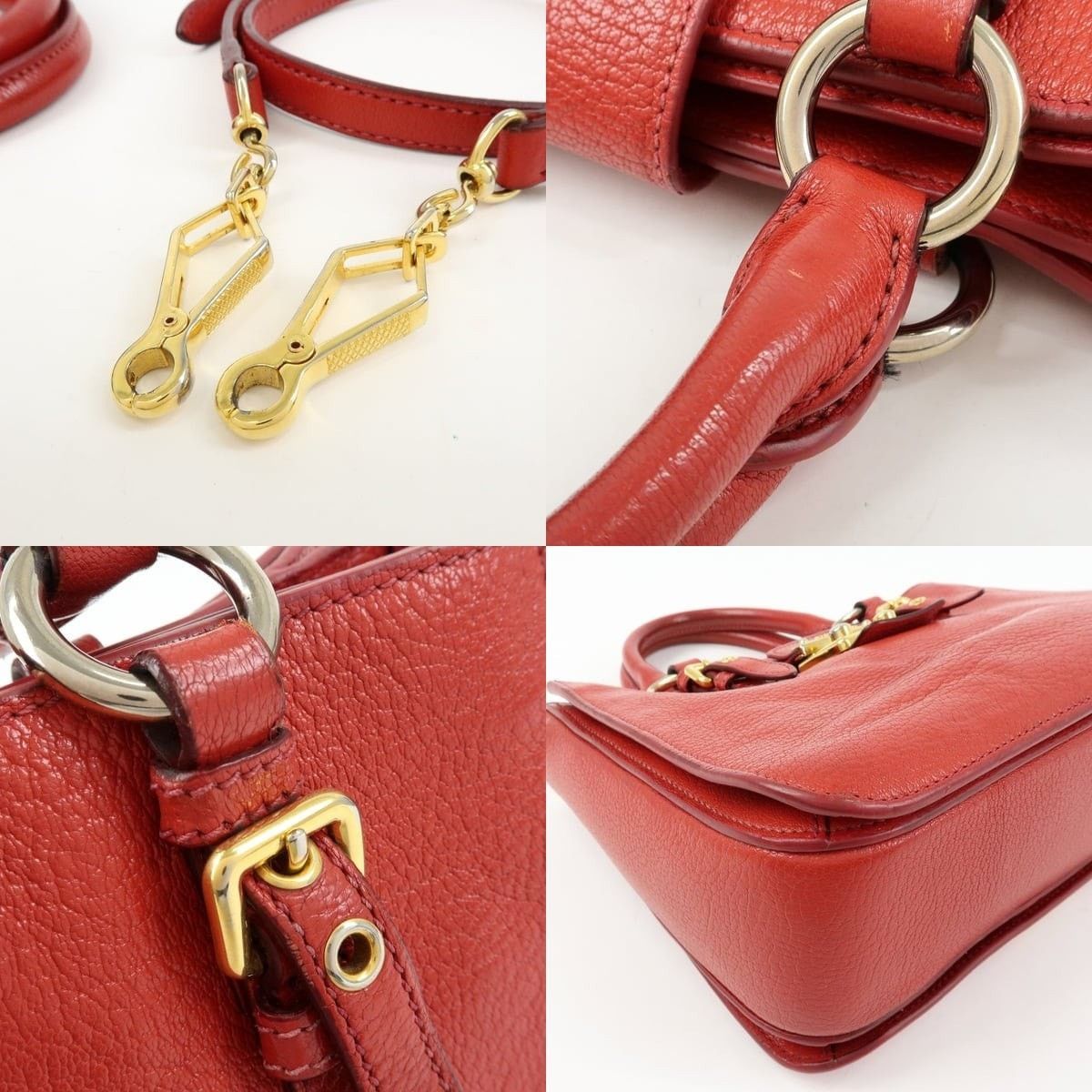 Miu Miu Miu Miu Madras Leather Satchel Red Size ONE SIZE - 4 Thumbnail