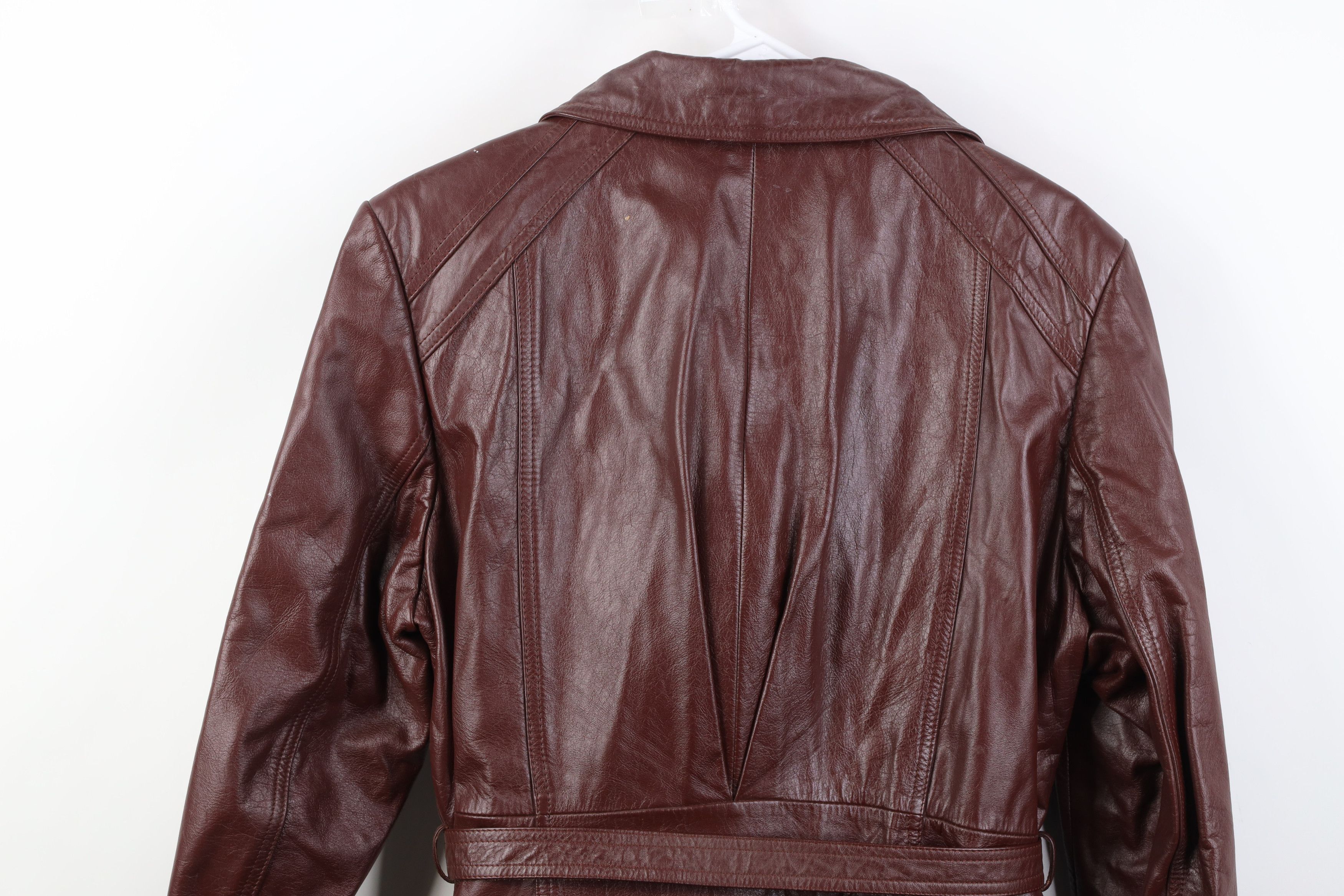 Vintage Vintage 70s Streetwear Belted Cow Leather Trench Coat Size 3XL / US 20-22 - 14 Thumbnail