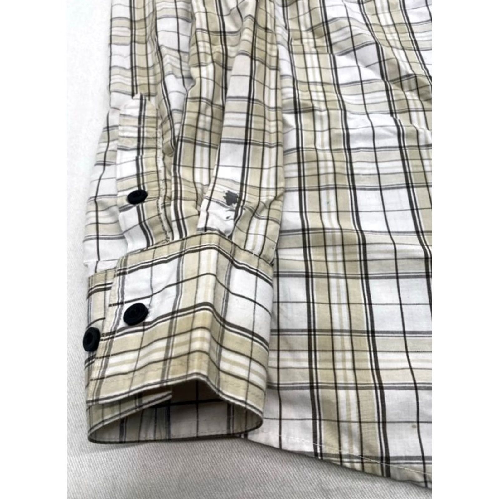 Element Five Elementz Mens 3XL Long Sleeve Button-Up Beige Plaid Patches Logo Shirt Size US XXL / EU 58 / 5 - 2 Thumbnail