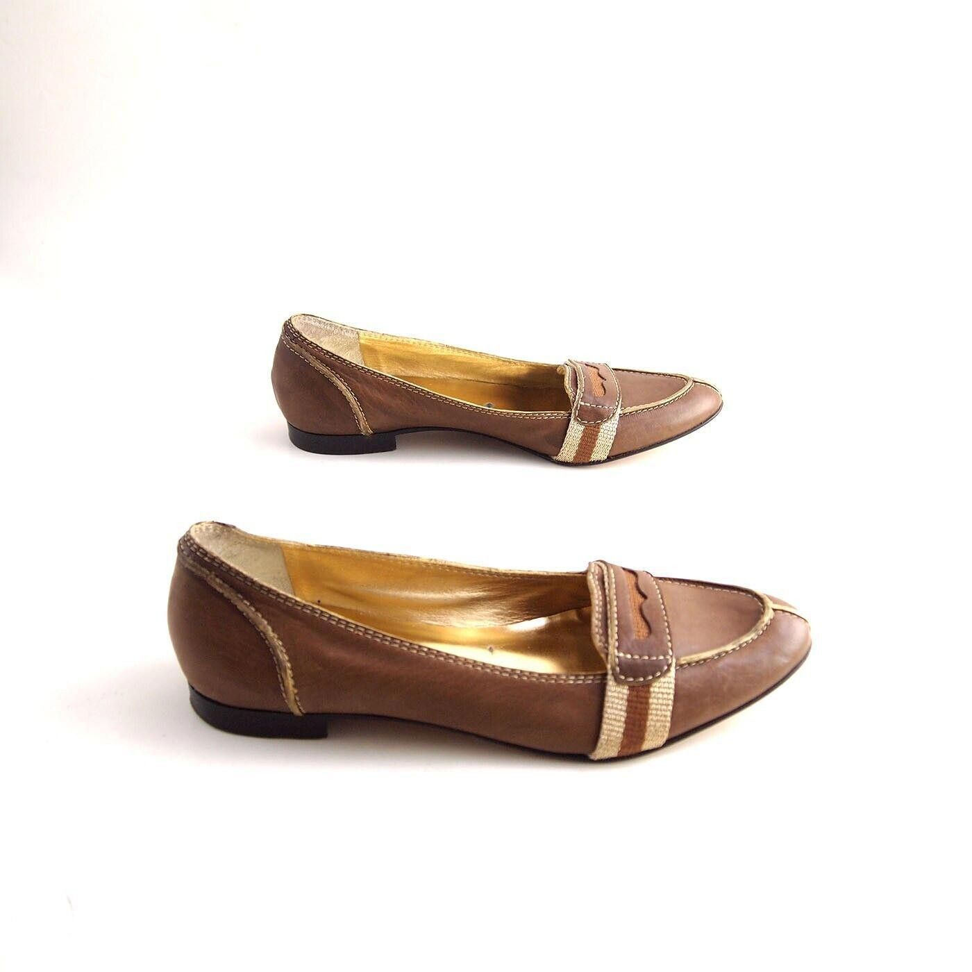 Designer Mauro Volponi Penny Loafers Brown Leather EU 37 US 7 Size US 7 / IT 37 - 5 Thumbnail