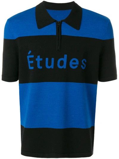image of Etudes Etude Zip Polo Logo Shirt in Blue, Men's (Size Medium)