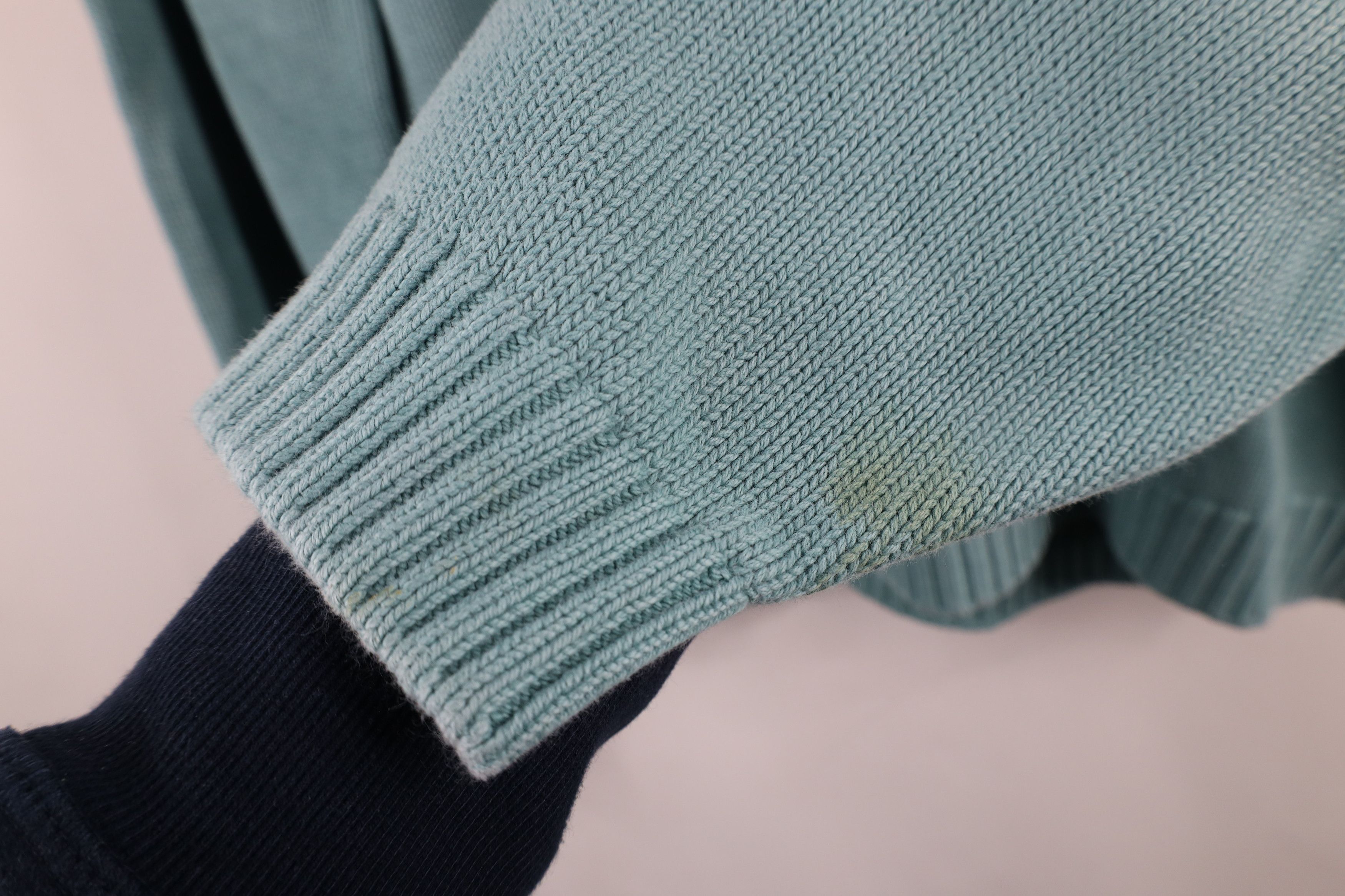 Lands' End × Vintage Vintage 90s Lands End Blank Cotton Knit Sweater Teal USA Size L / US 10 / IT 46 - 8 Thumbnail