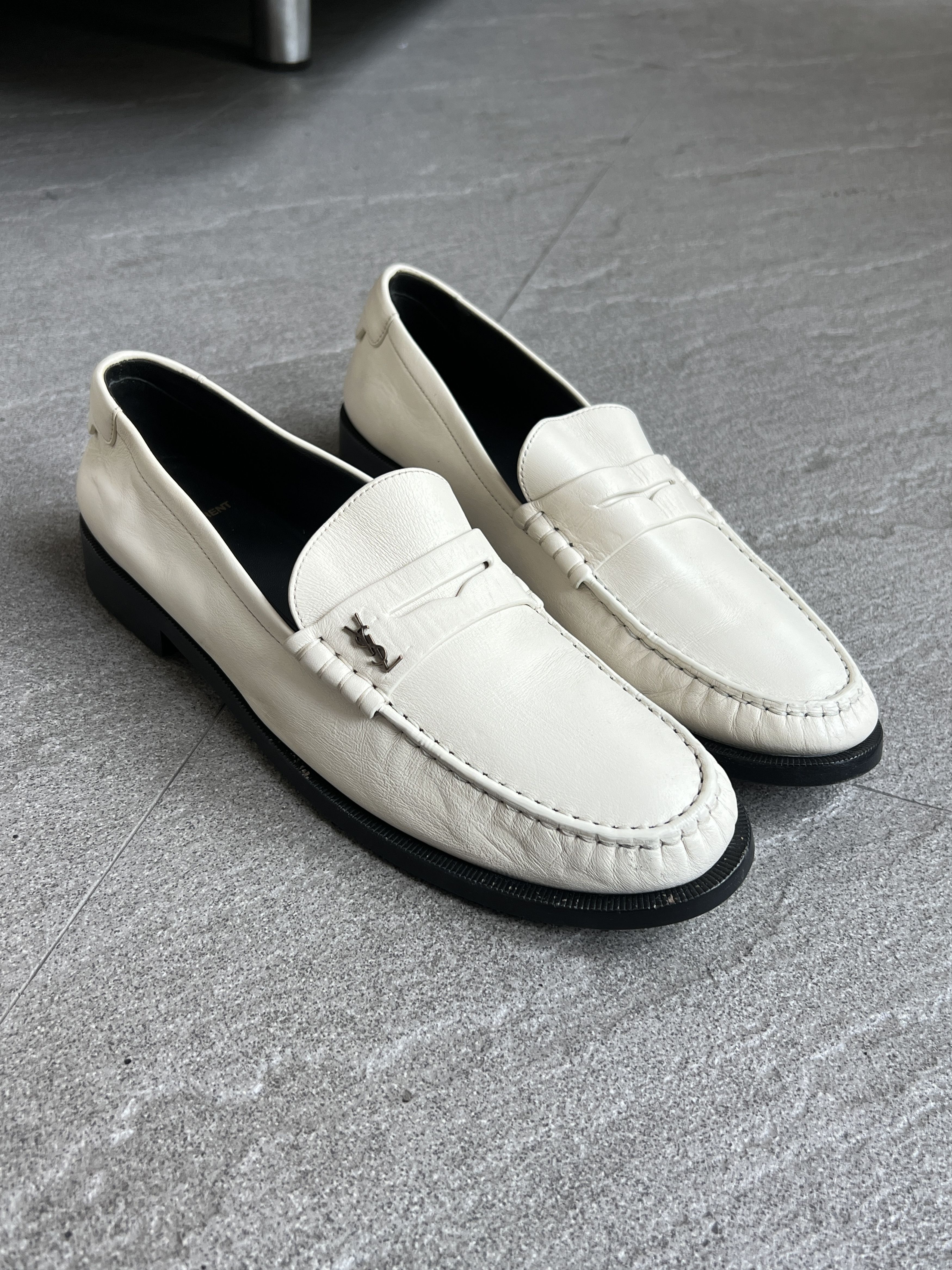 Yves Saint Laurent Saint Laurent YSL Ivory Leather Penny Loafers 43 Size US 10 / EU 43 - 1 Thumbnail