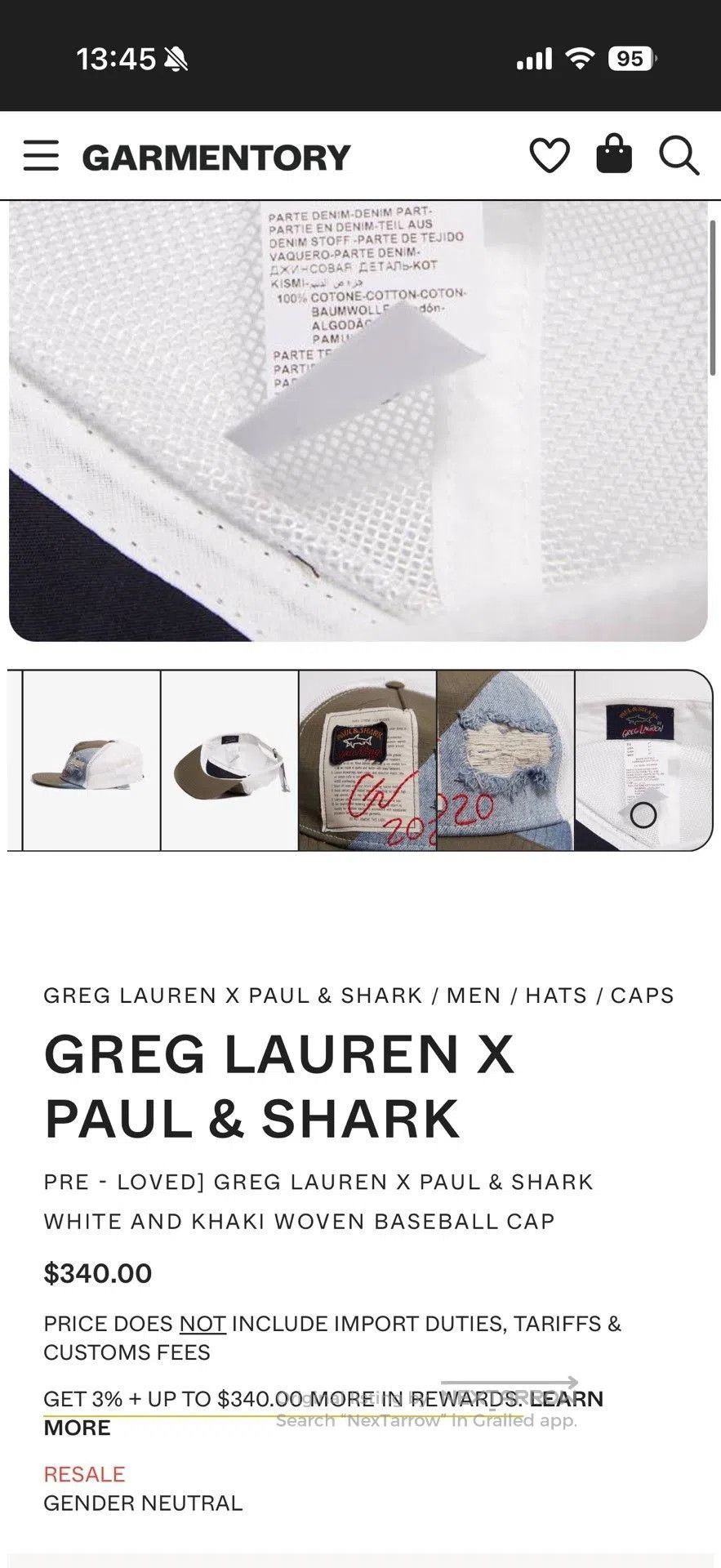Greg Lauren Greg Lauren x Paul&Shark Woven Baseball Cap. Size ONE SIZE - 9 Thumbnail