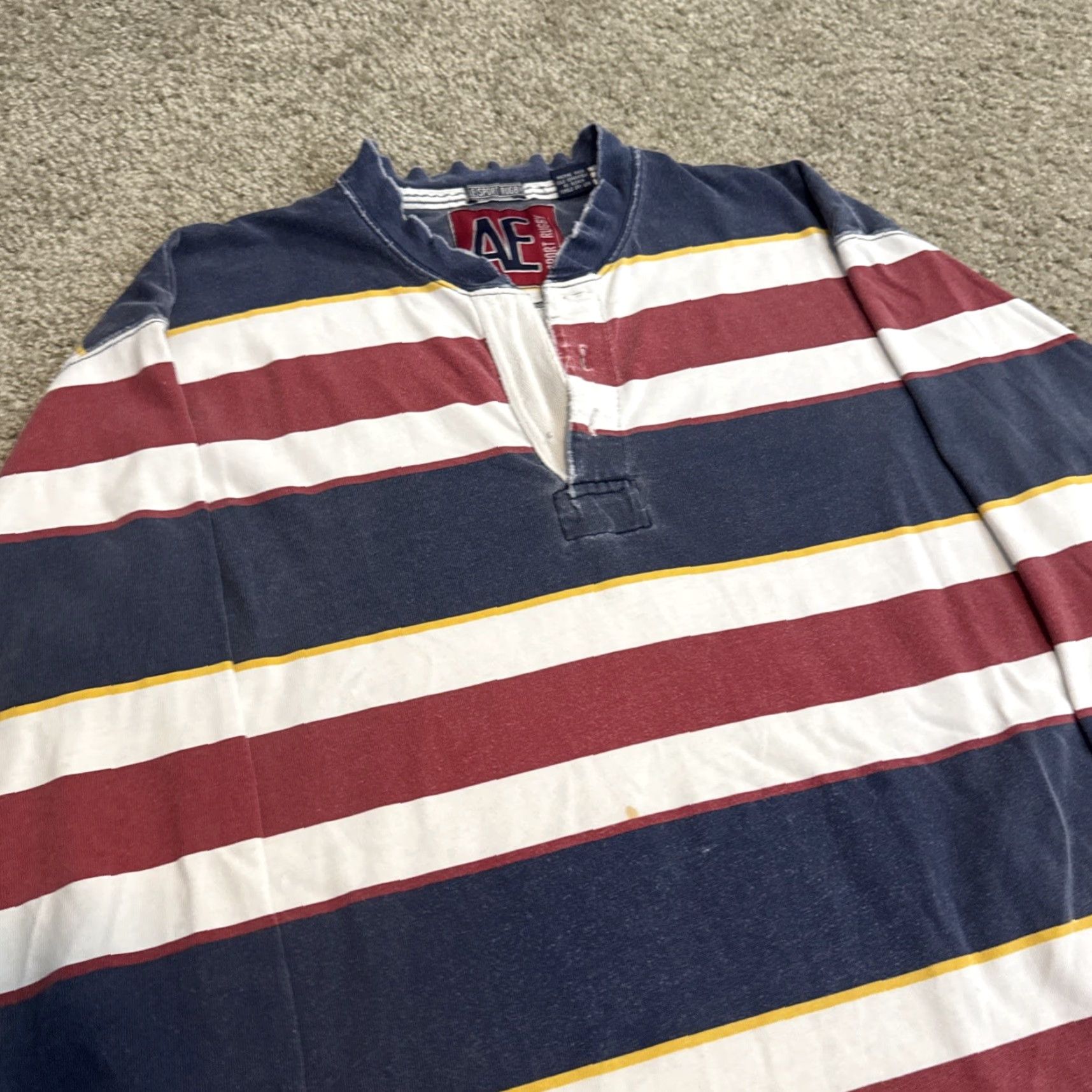 American Eagle Outfitters VINTAGE American Eagle Sport Rugby Striped Red White Blue Long Sleeve Henley T-Shirt Mens L Size US L / EU 52-54 / 3 - 3 Thumbnail