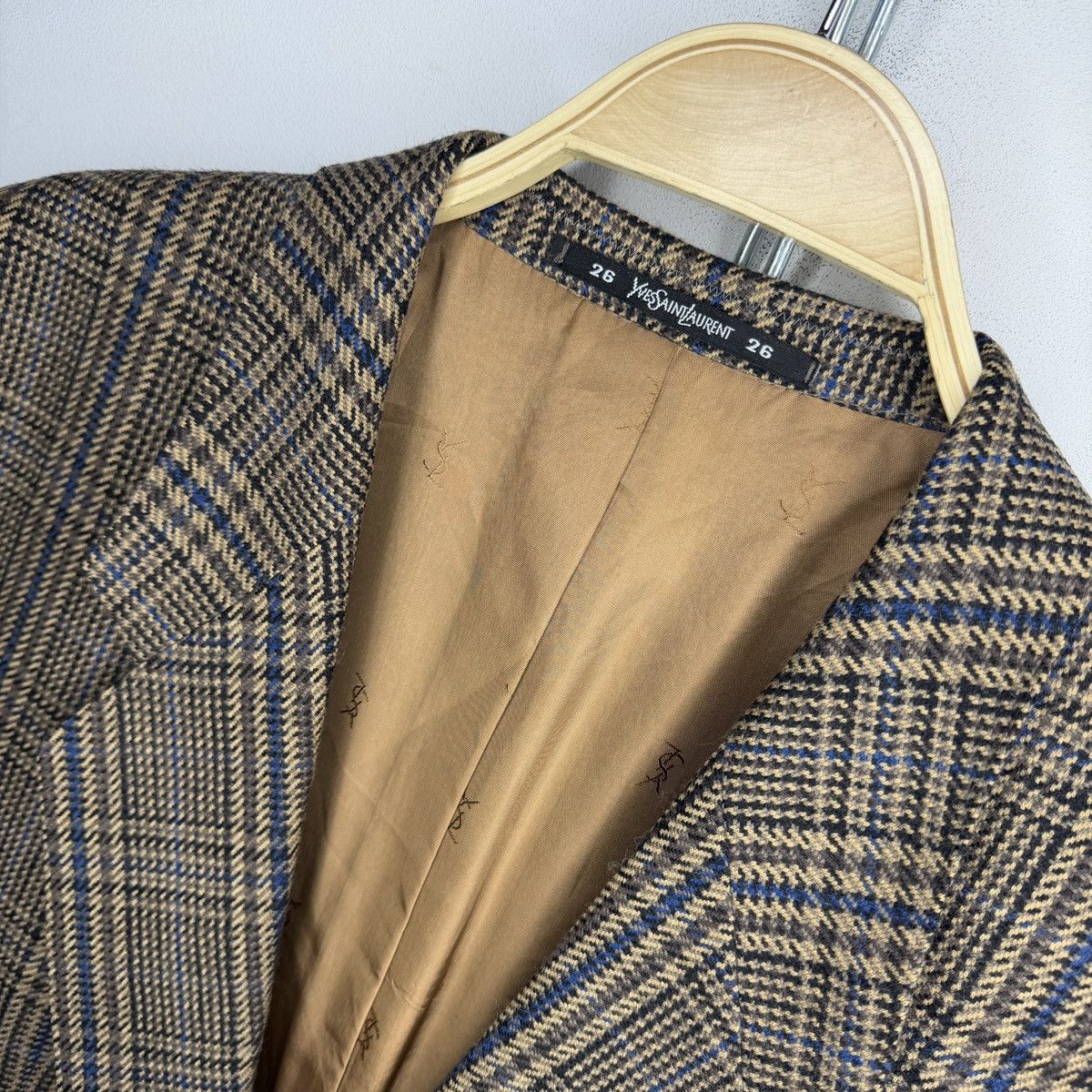 Yves Saint Laurent Vintage Yves Saint Laurent YSL Wool Checkered Plaid Blazer Size 42R - 5 Thumbnail
