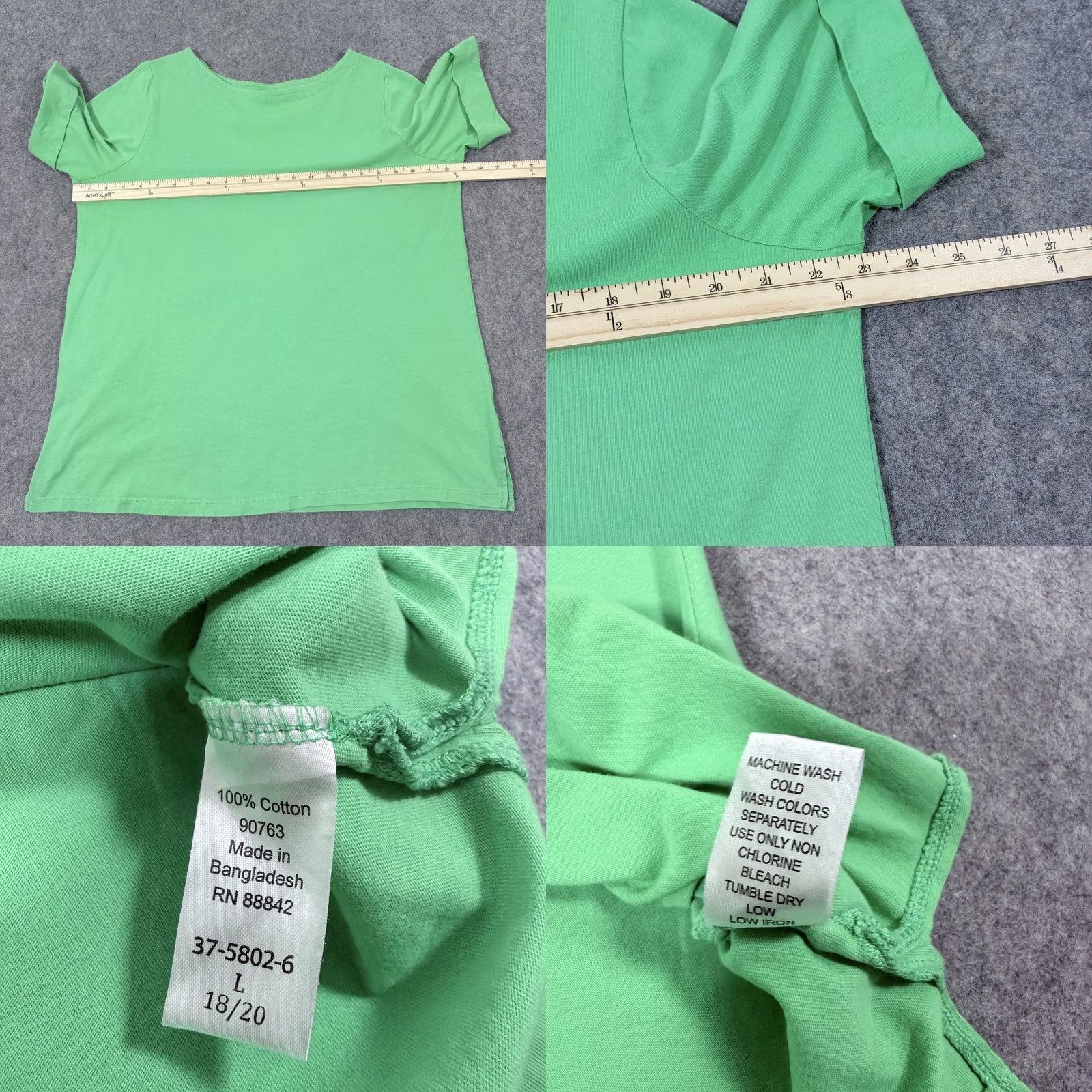 Vintage Women Within T-Shirt L Green Pullover Roll-Up Short Sleeve Size L / US 10 / IT 46 - 8 Thumbnail
