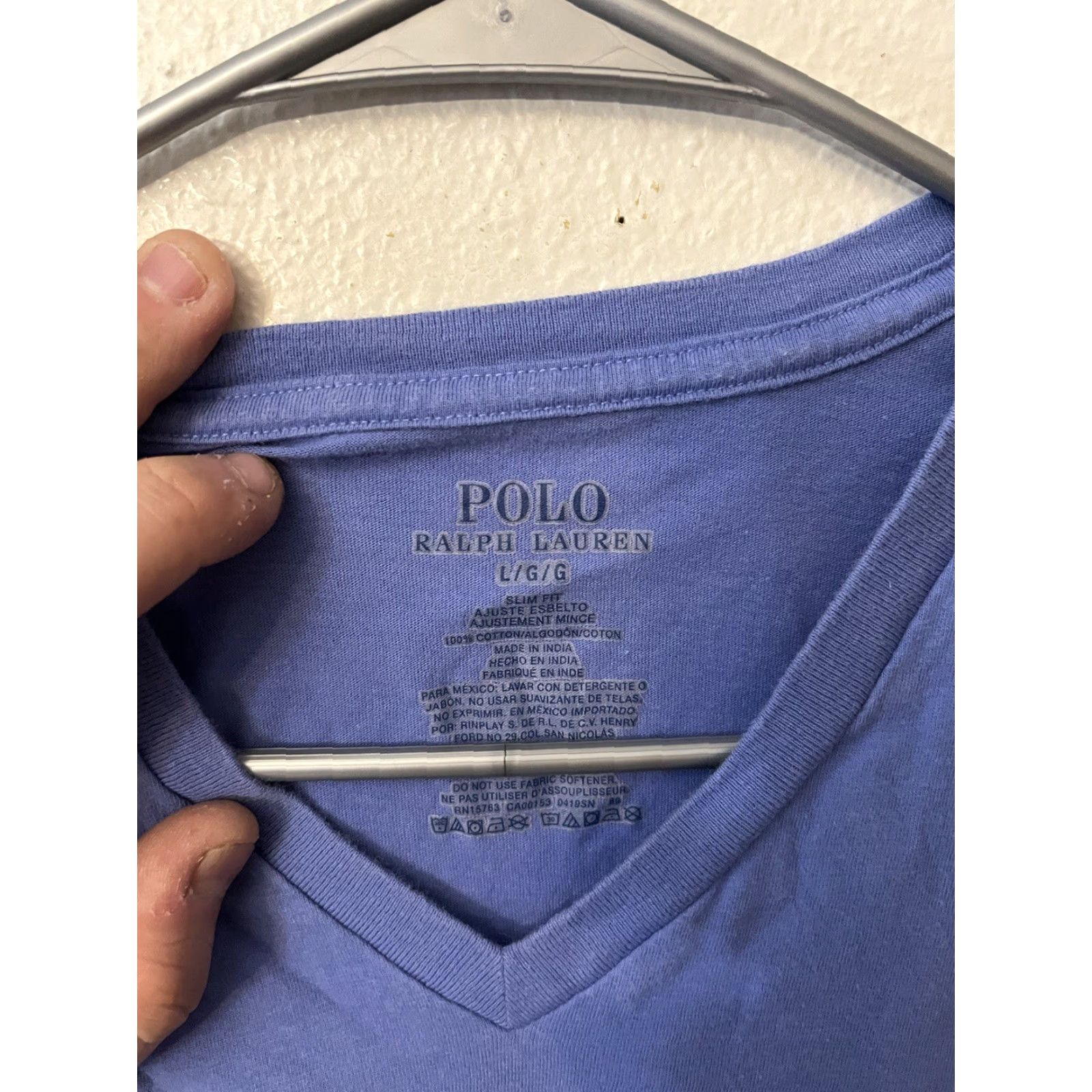 Polo Ralph Lauren Polo Ralph Lauren Shirt Men L Blue Cotton V-Neck Long Sleeve Sleep Shirt Mens Size US L / EU 52-54 / 3 - 3 Thumbnail