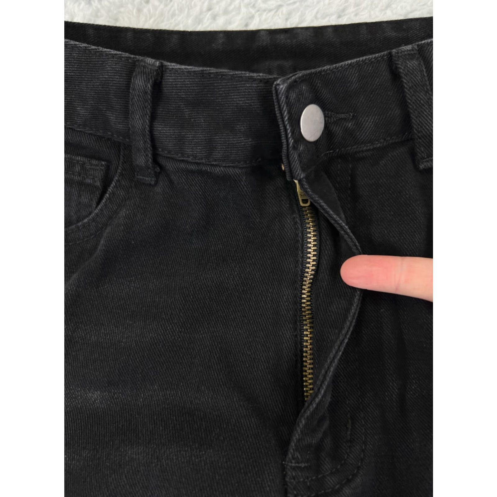 Shein SheIn Jeans Pants Womens XS Black Denim Wide-Leg High Rise 24x33 5-Pocket Design Medium Wash Cotton Cotton Slimming Comfortable 90s? Size 26" / US 2 / IT 38 - 5 Thumbnail