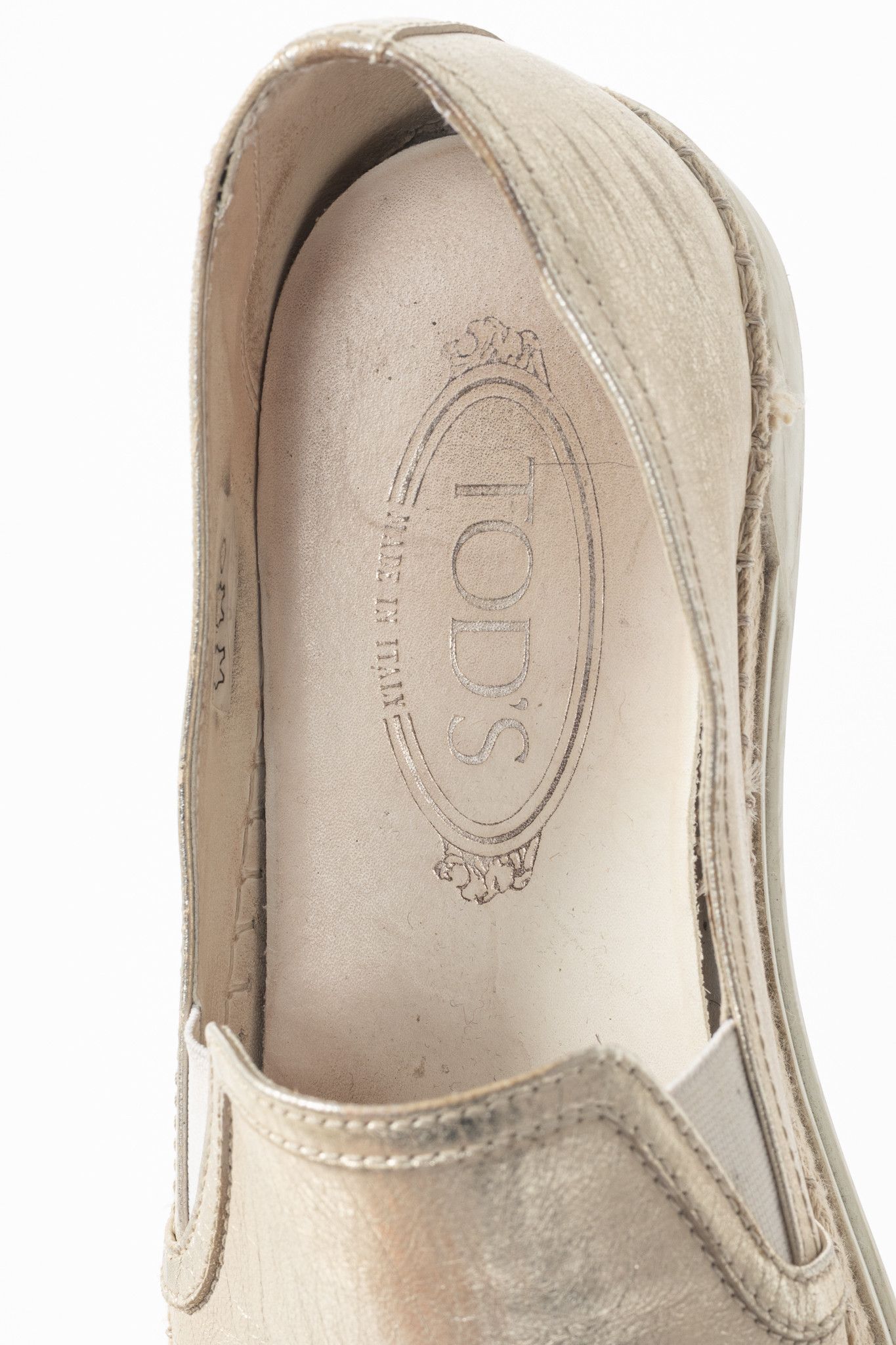 Tod's Tod's SS18 Metallic Gold Leather Espadrille Slip-On Sneakers Size US 7.5 / IT 37.5 - 10 Thumbnail