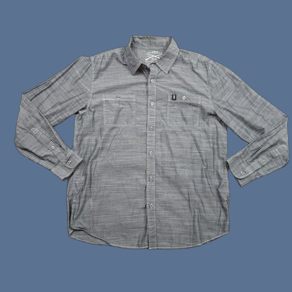 Vintage Grunt Style Button-Up Shirt Mens Large Gray Long Sleeve Patriotic Logo Shirt Size US L / EU 52-54 / 3 - 1 Thumbnail