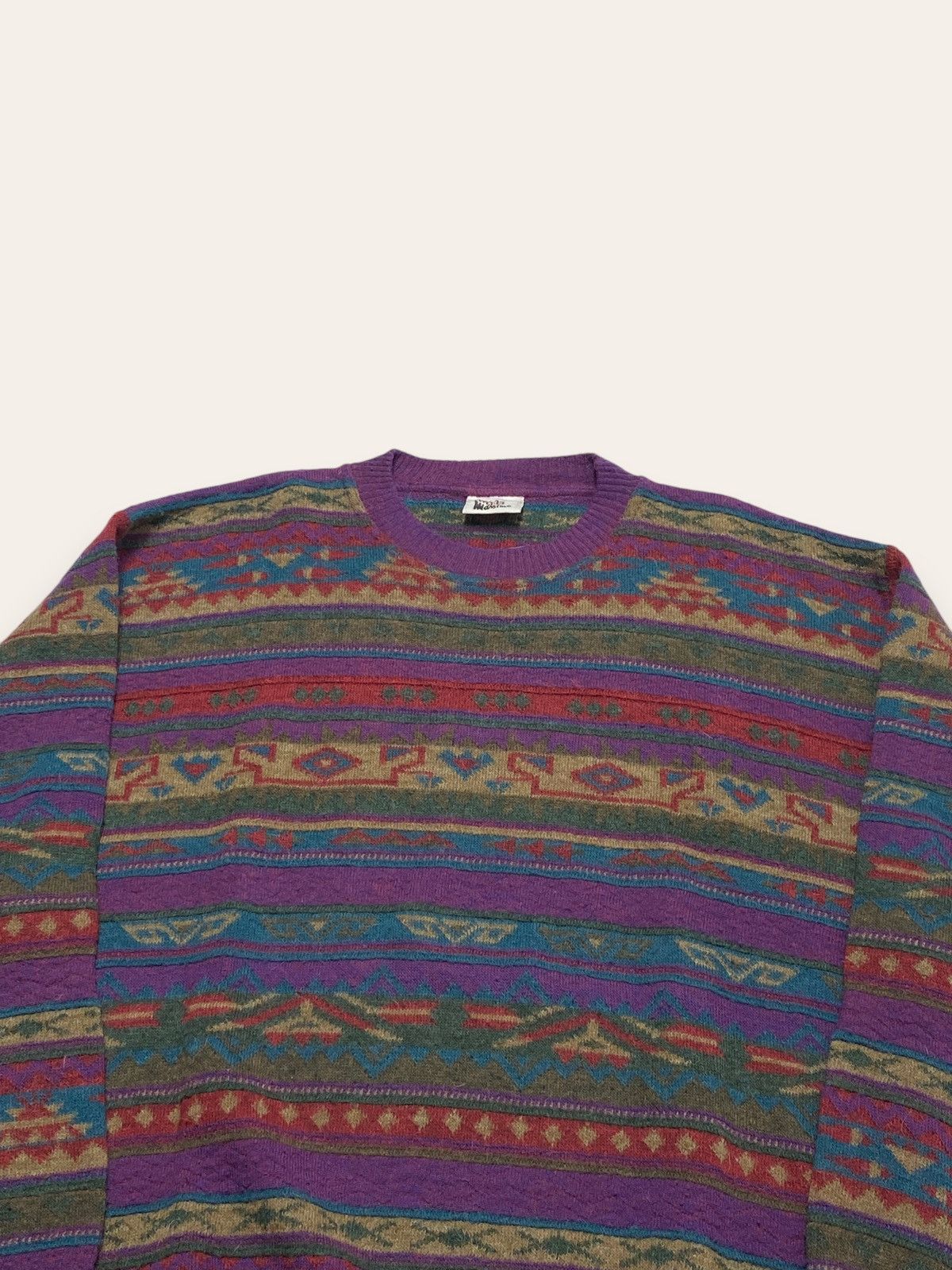 Vintage 90s Vintage MODA MASSIMO Multi Colour Wool Sweater Grunge Size US L / EU 52-54 / 3 - 2 Thumbnail