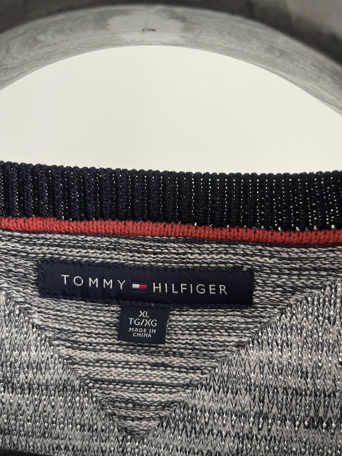 Tommy Hilfiger Tommy Hilfiger Cotton Knit Sweater Mens XL Grey Navy Melange Size US XL / EU 56 / 4 - 3 Thumbnail