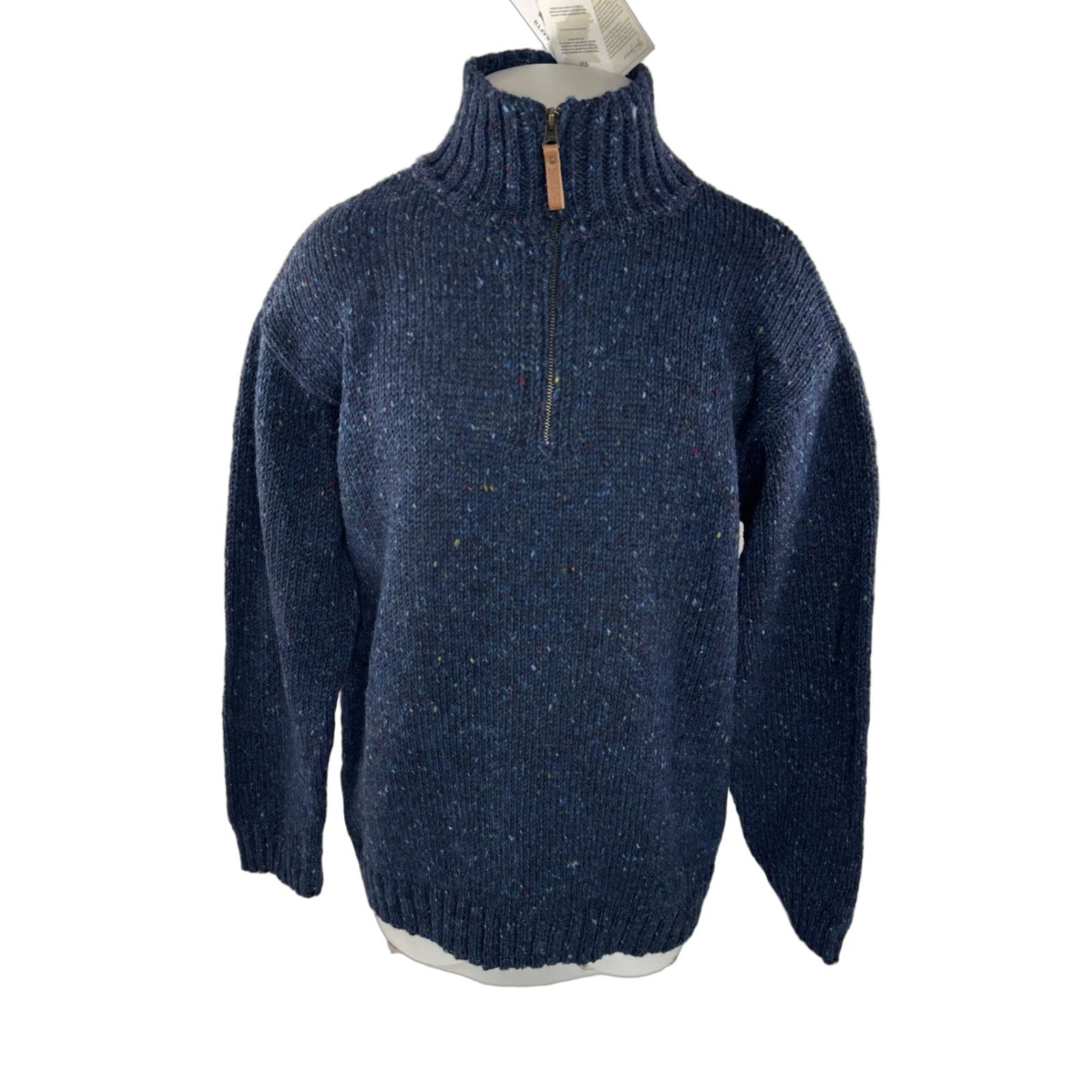Vintage Aran Crafts - Wool Pullover Sweater, Blue, 2XL, Heavy Knit Zipper, Long Sleeve, Knit Wool, Ireland Made, Mens Size US XXL / EU 58 / 5 - 1 Thumbnail