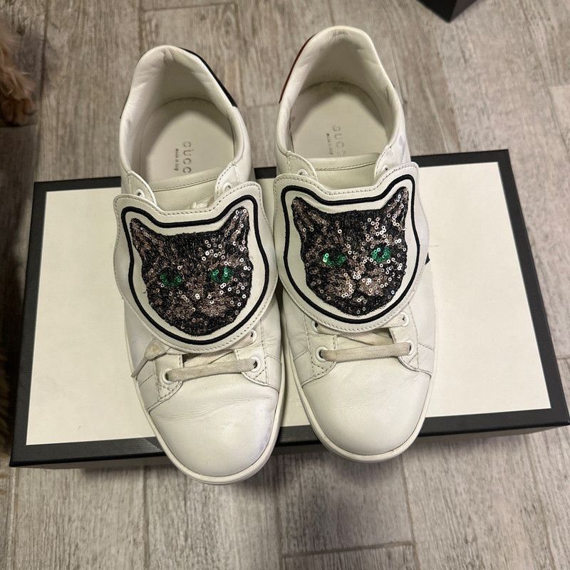 Gucci Gucci Ace Cat Sequin White Sneakers Size US 9.5 / EU 42-43 - 4 Thumbnail