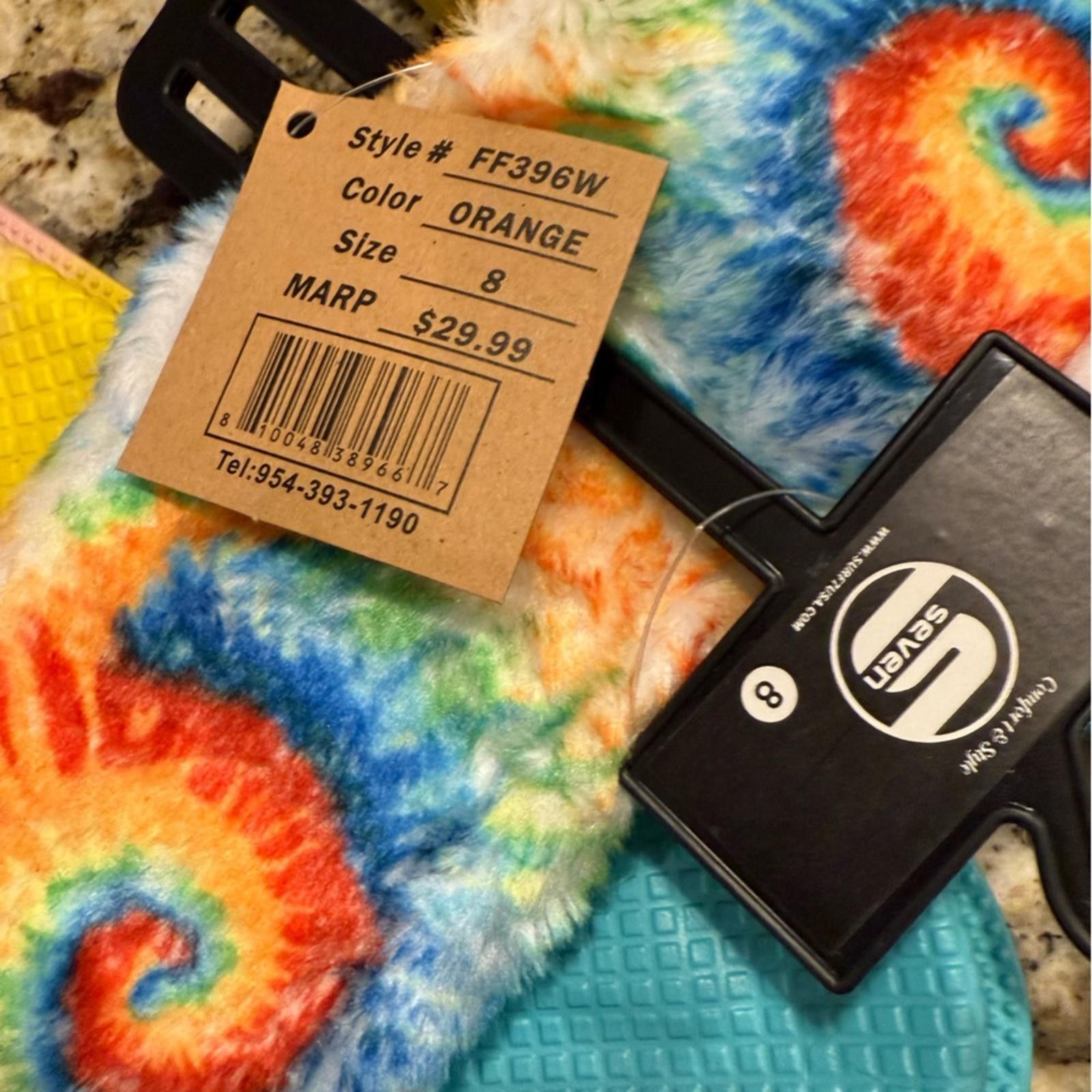 Seven 7 Seven tie dyed faux fur rainbow colored slides Size 8 Size US 8 / IT 38 - 6 Thumbnail