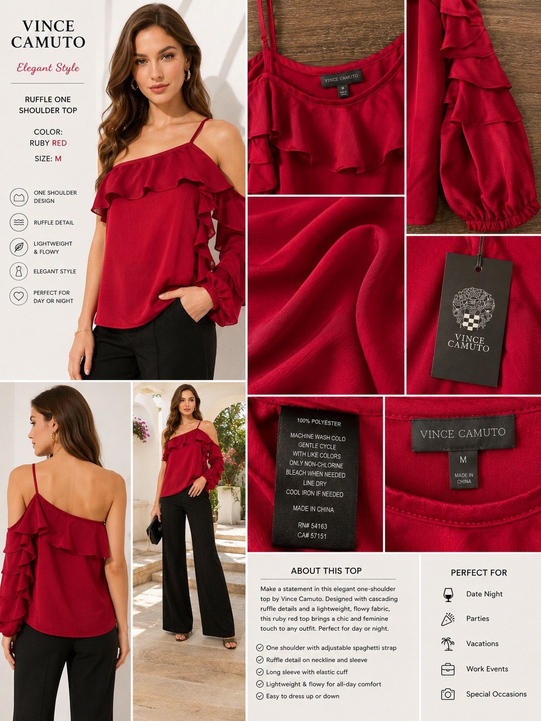 Vince Camuto Vince Camuto lace up ruffle sleeve top Size M / US 6-8 / IT 42-44 - 1 Thumbnail