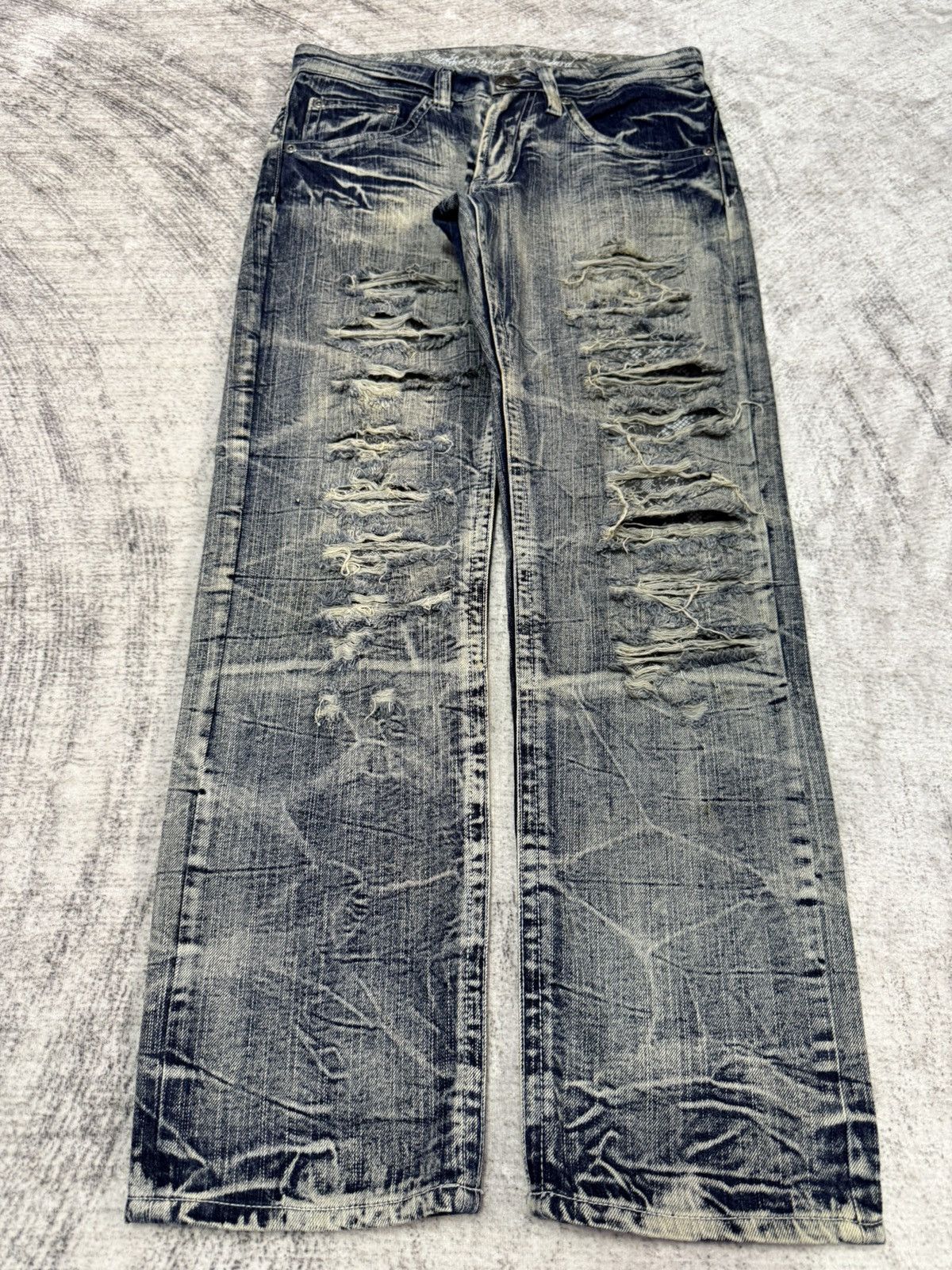 Hysteric Glamour × Japanese Brand The Vintage Standard Acid Wash Destroy Jeans Size US 29 - 1 Thumbnail