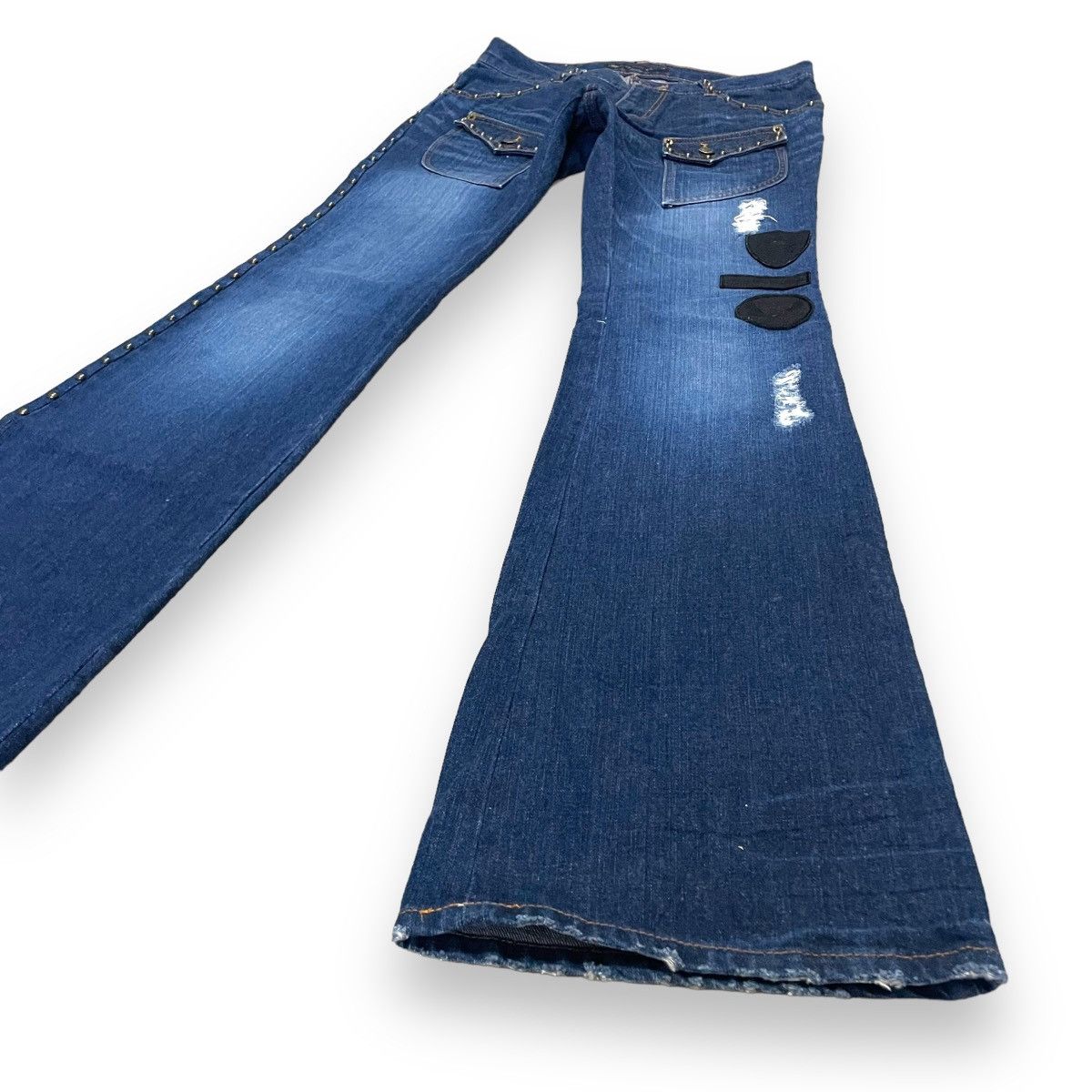 If Six Was Nine × Japanese Brand × Le Grande Bleu (L.G.B.) 🇯🇵 SUPER FLARE FLOW HAND JAM LOW RISE DENIM PANTS Size US 30 / EU 46 - 4 Thumbnail